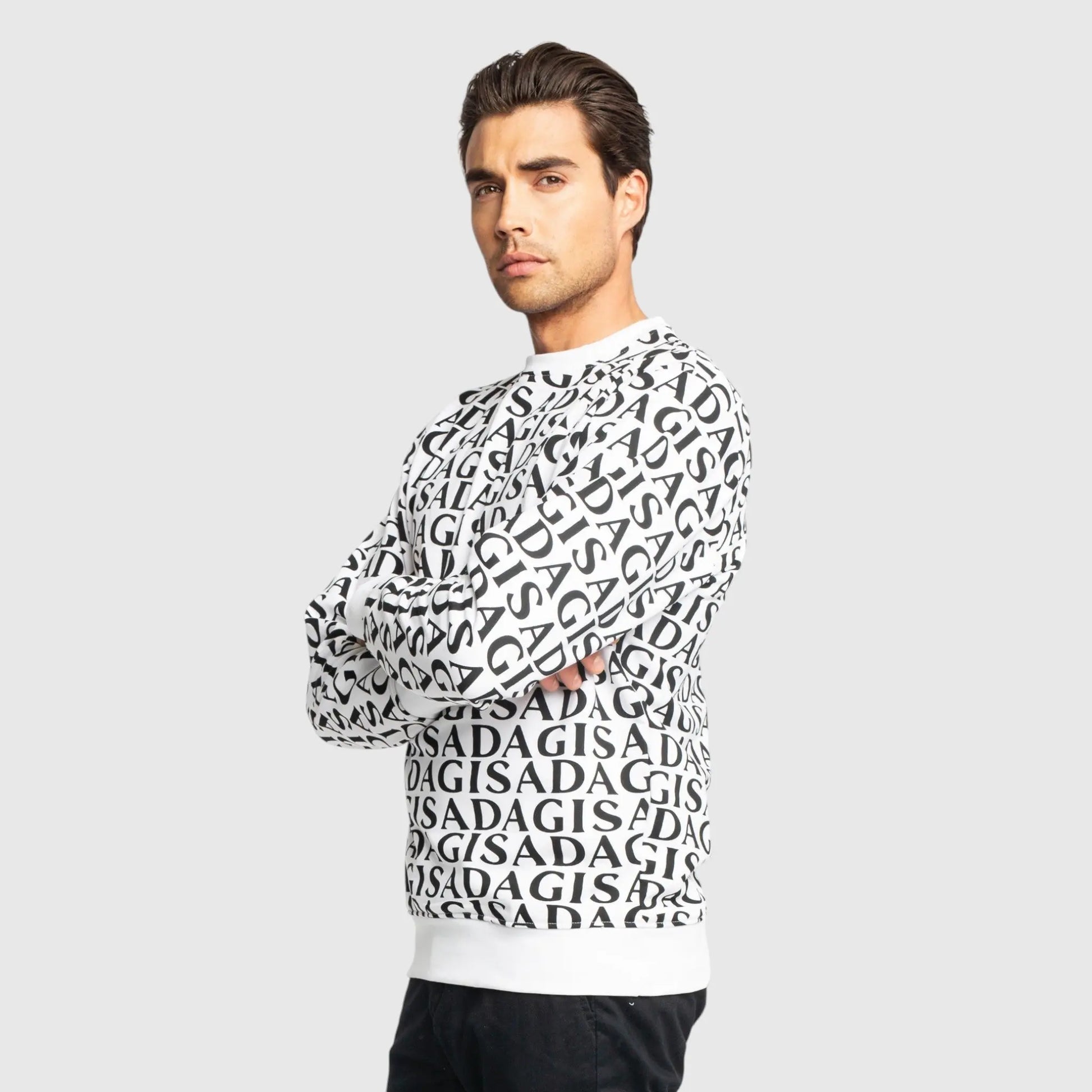 Regular Fit Sweatshirt in Midweight Cotton with Allover Print Gisada Sweatshirt
