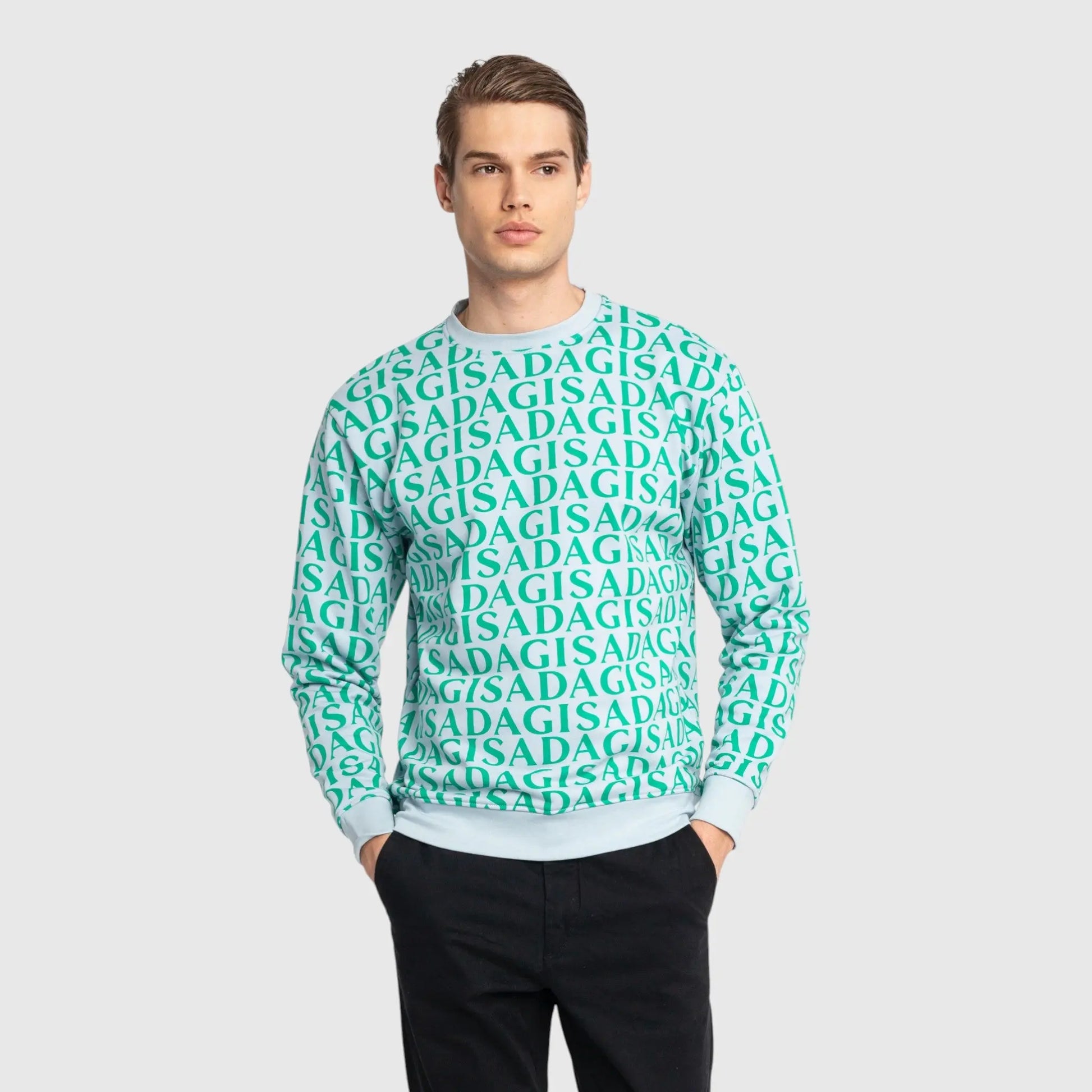 Regular Fit Sweatshirt in Midweight Cotton with Allover Print Gisada Sweatshirt