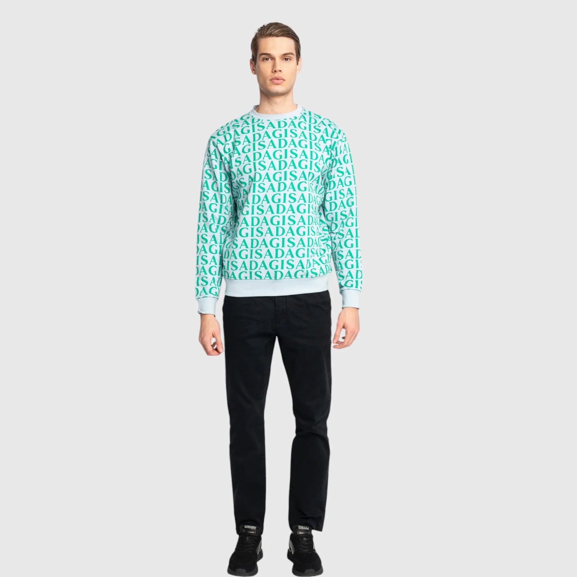Regular Fit Sweatshirt in Midweight Cotton with Allover Print Gisada Sweatshirt