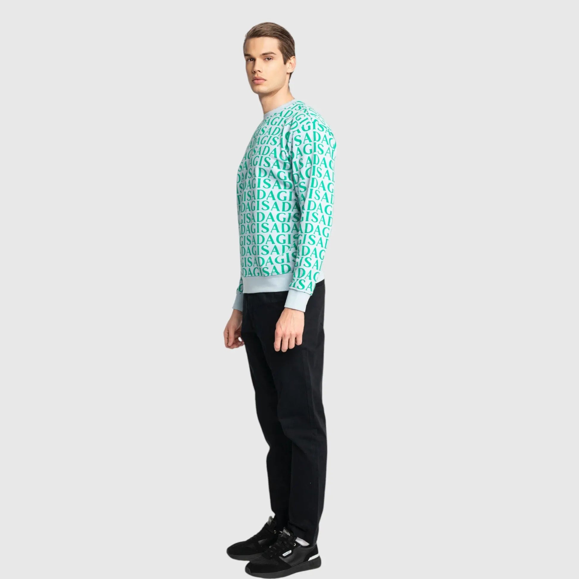 Regular Fit Sweatshirt in Midweight Cotton with Allover Print Gisada Sweatshirt