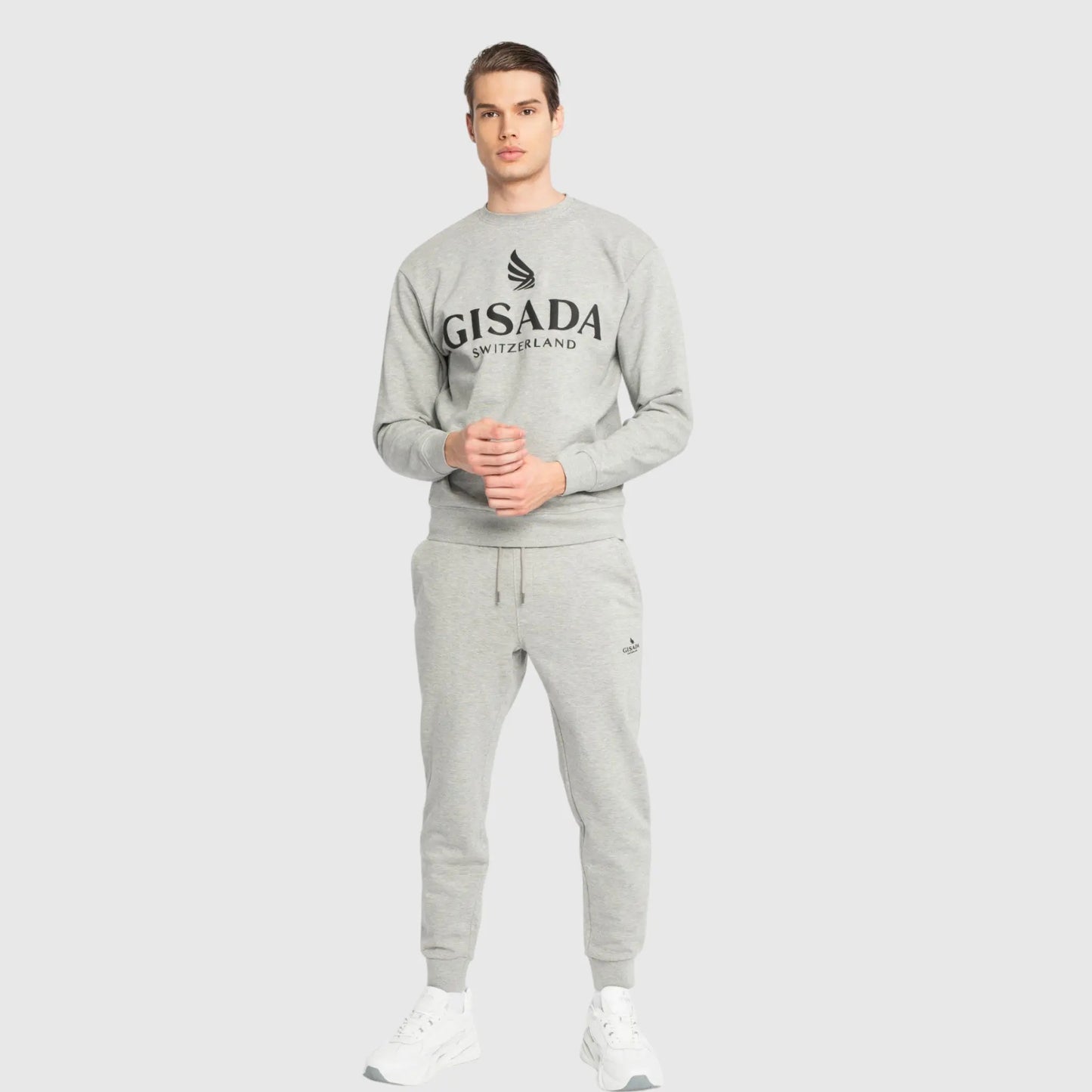 Regular Fit Sweatshirt in Midweight Cotton with Flock Print Gisada Sweatshirt