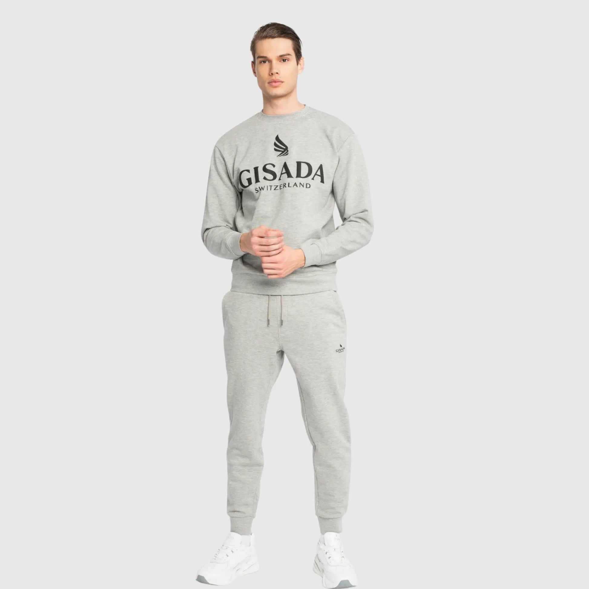 Regular Fit Sweatshirt in Midweight Cotton with Flock Print Gisada Sweatshirt