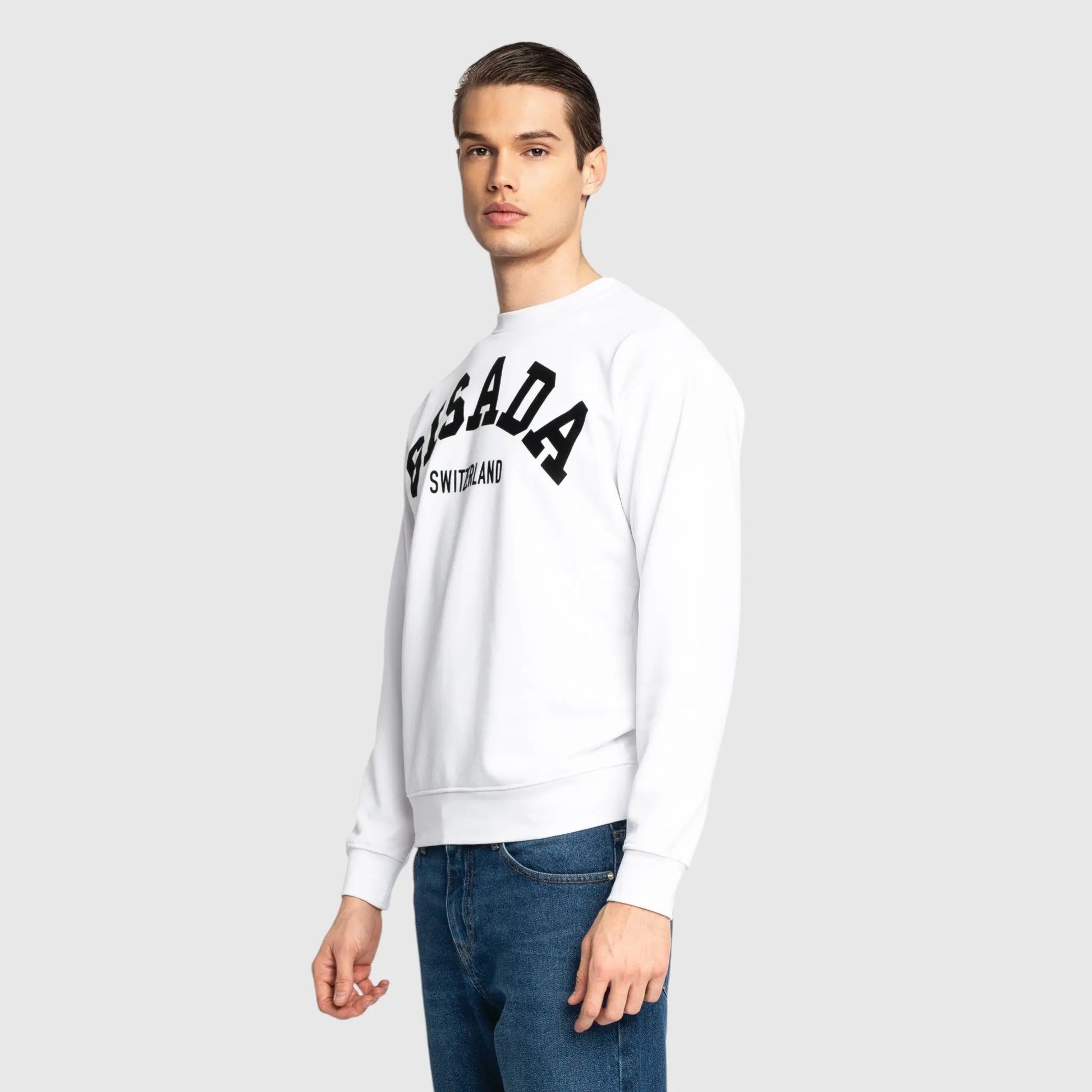 Regular Fit Sweatshirt in Midweight Cotton with Flock Print Gisada Sweatshirt