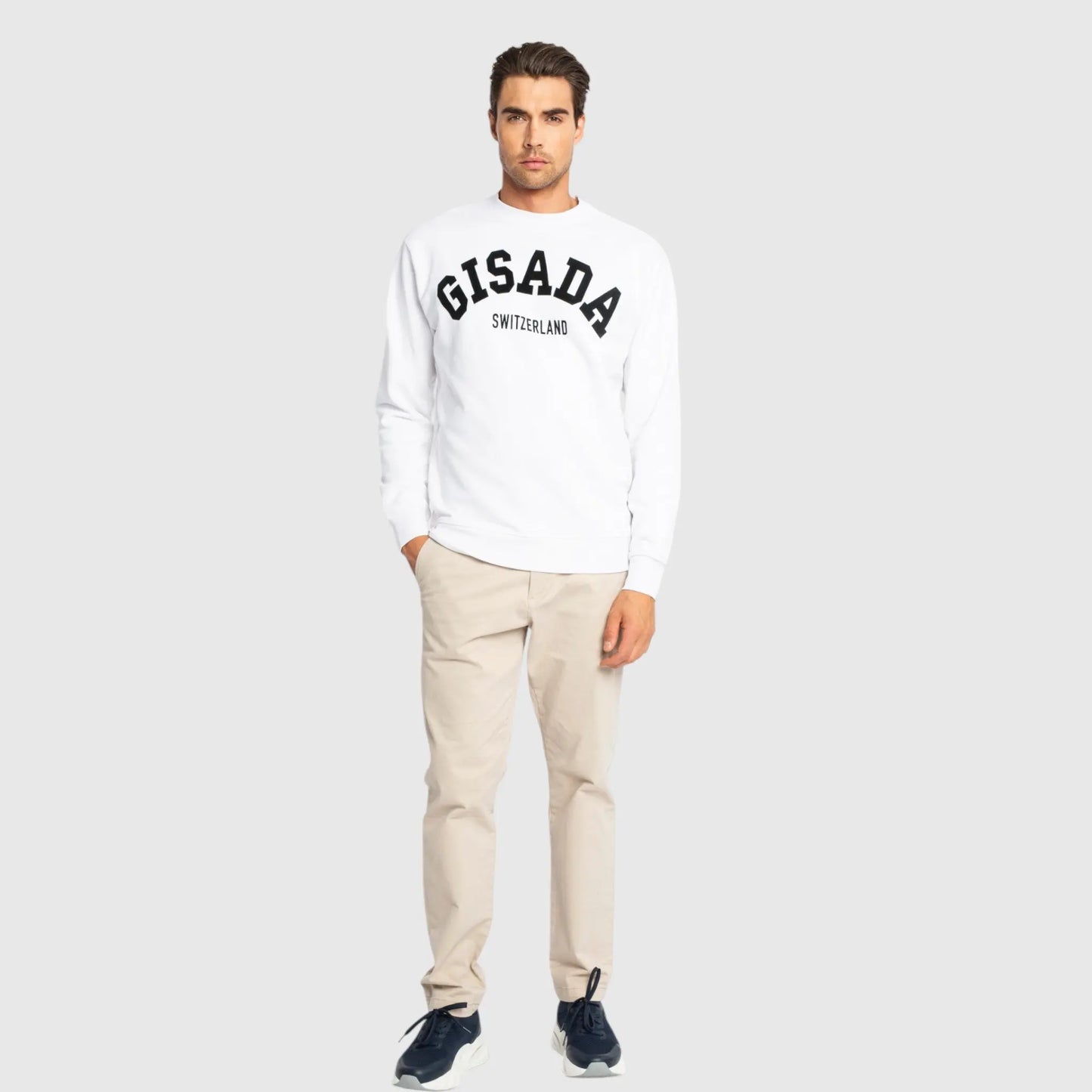 Regular Fit Sweatshirt in Midweight Cotton with Flock Print Gisada Sweatshirt