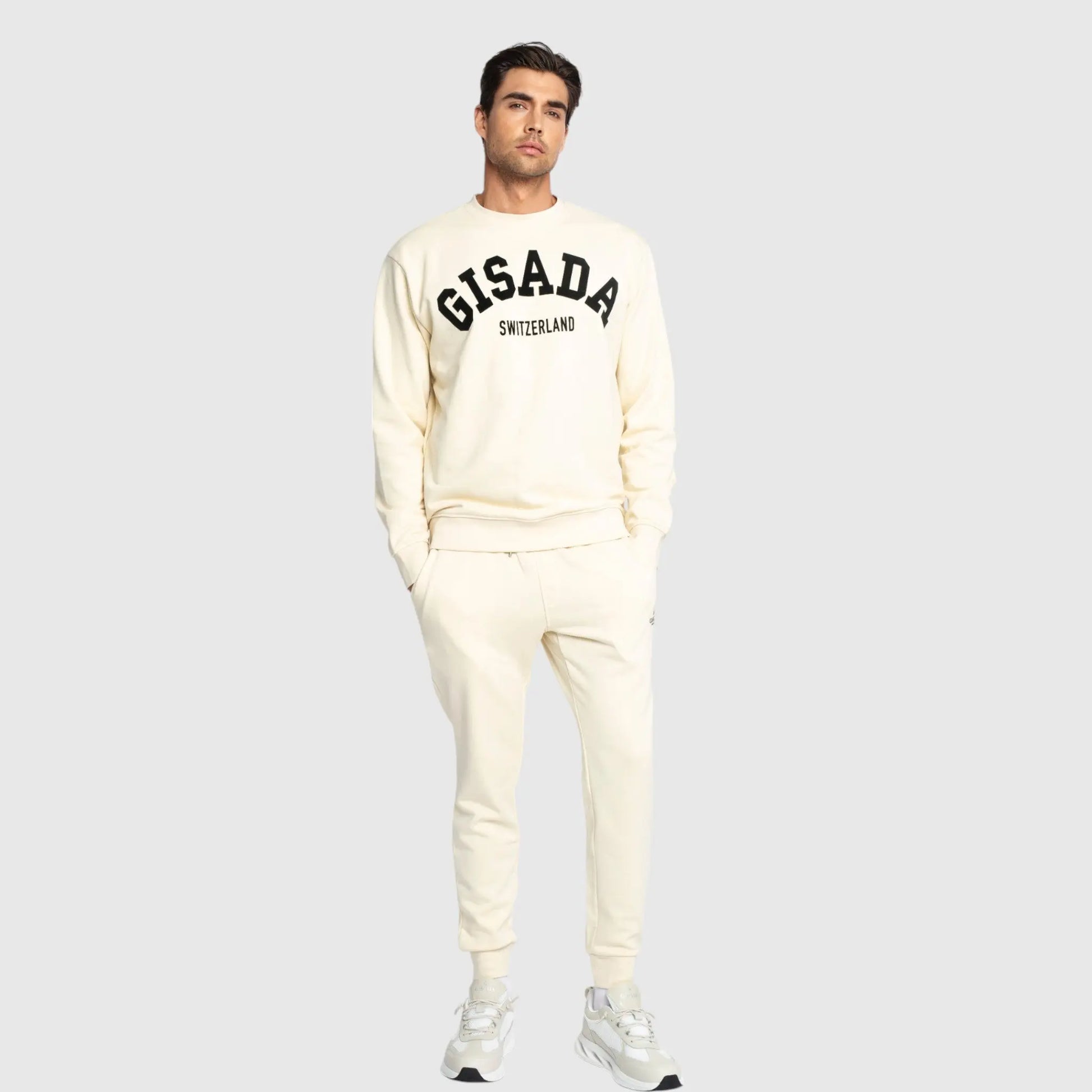 Regular Fit Sweatshirt in Midweight Cotton with Flock Print Gisada Sweatshirt