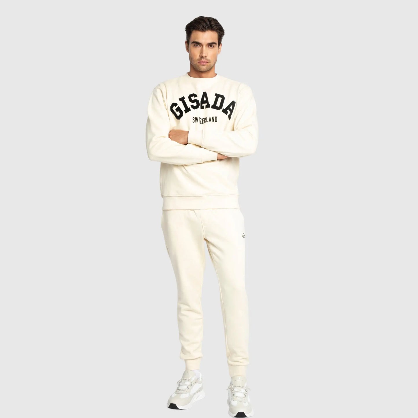 Regular Fit Sweatshirt in Midweight Cotton with Flock Print Gisada Sweatshirt