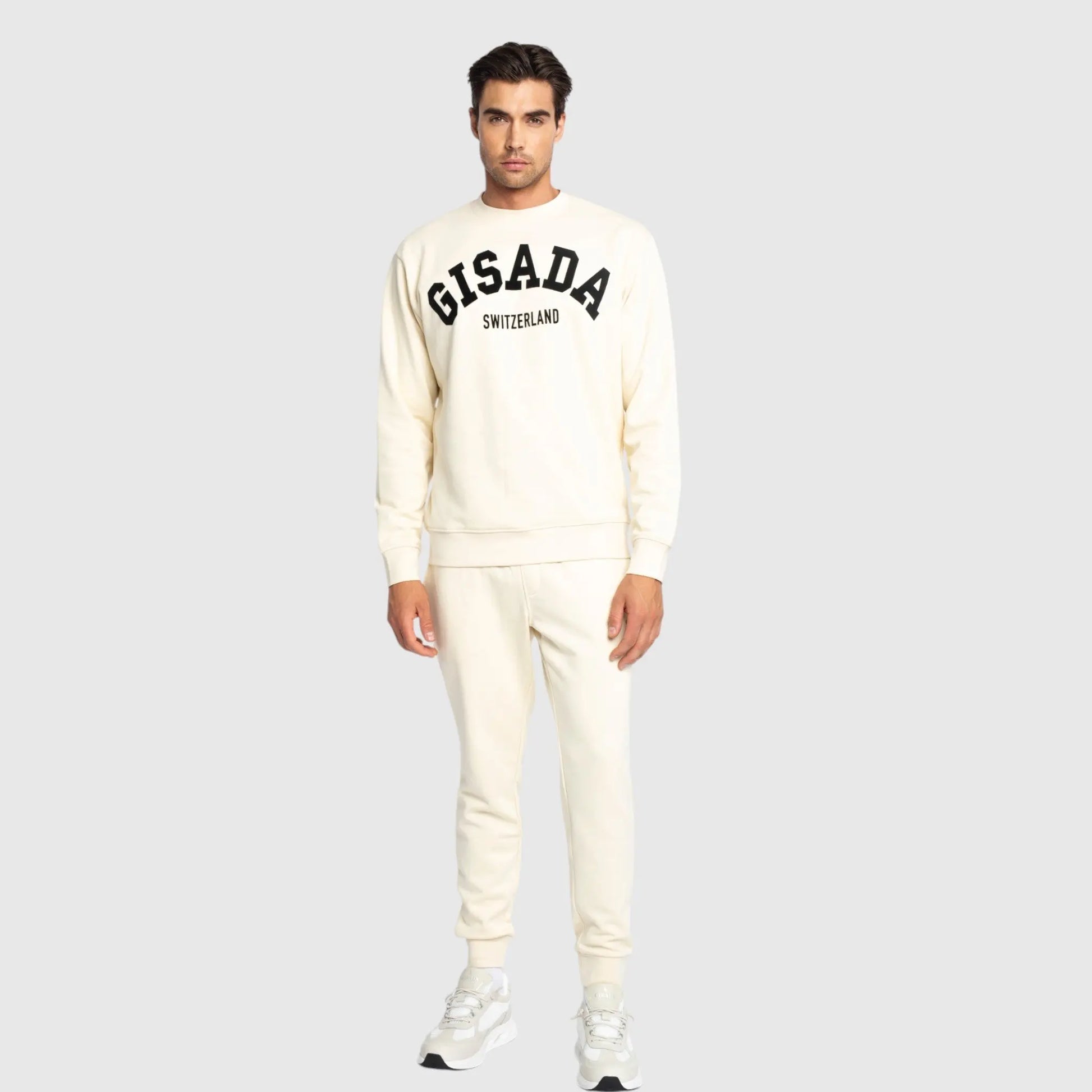 Regular Fit Sweatshirt in Midweight Cotton with Flock Print Gisada Sweatshirt