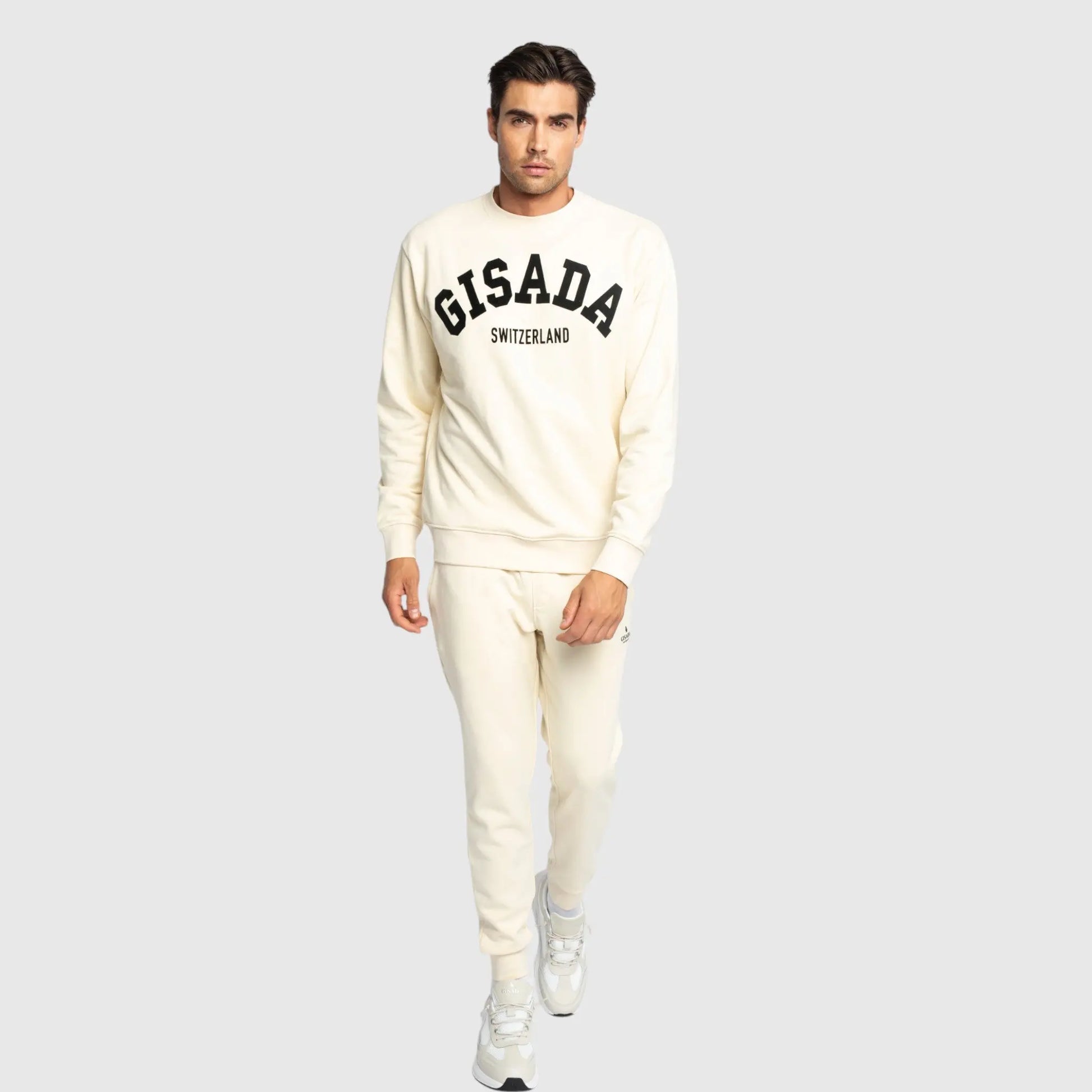 Regular Fit Sweatshirt in Midweight Cotton with Flock Print Gisada Sweatshirt