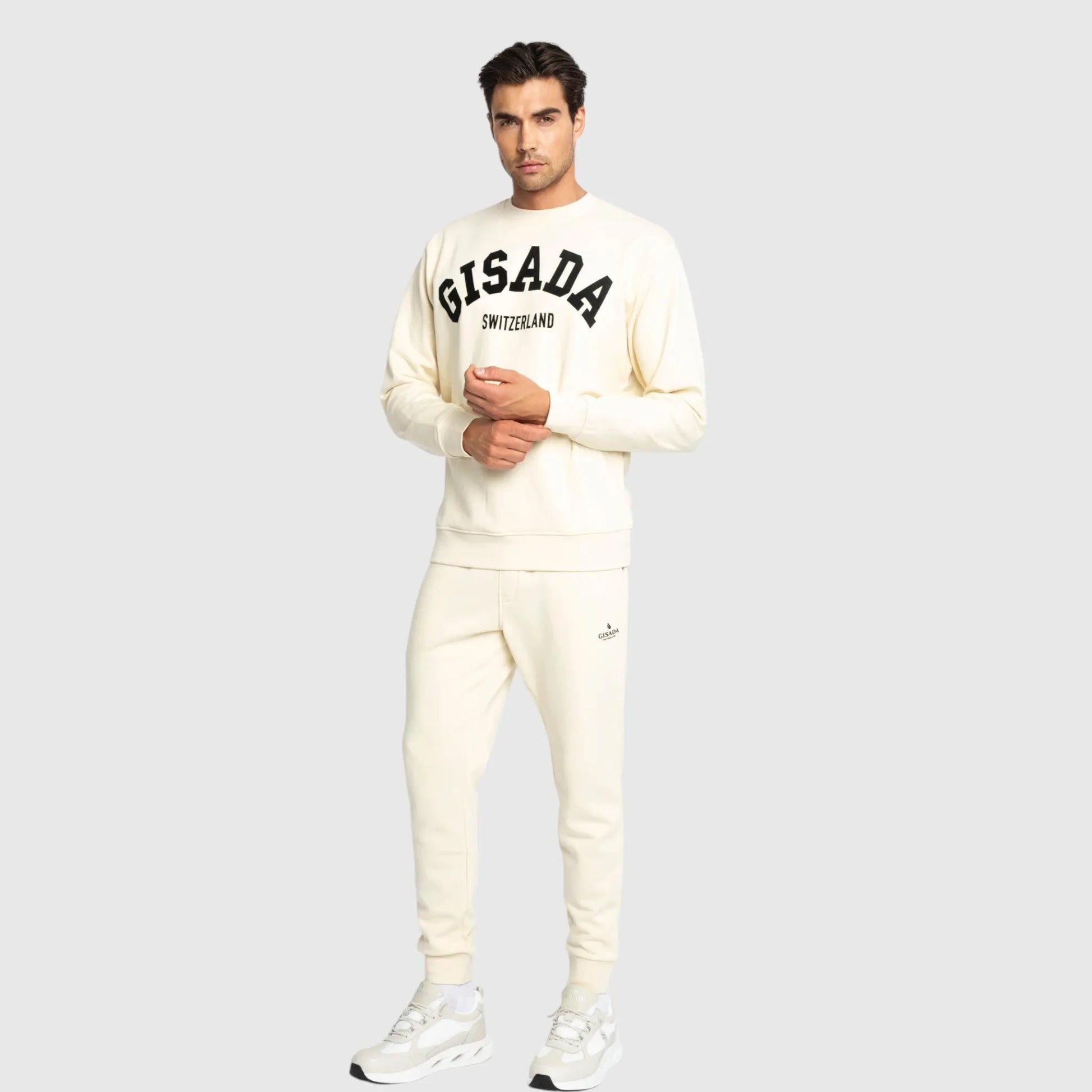 Regular Fit Sweatshirt in Midweight Cotton with Flock Print Gisada Sweatshirt