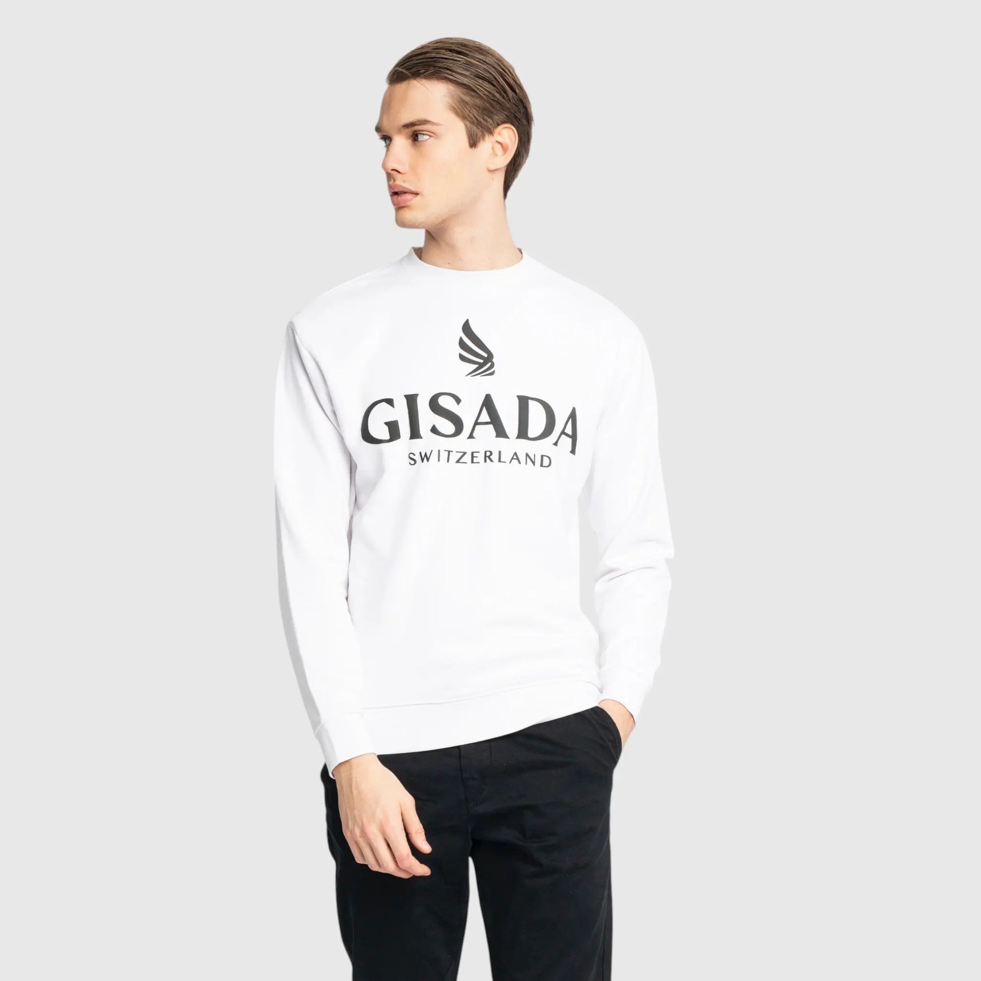 Regular Fit Sweatshirt in Midweight Cotton with Logo Puff Print Gisada Sweatshirt