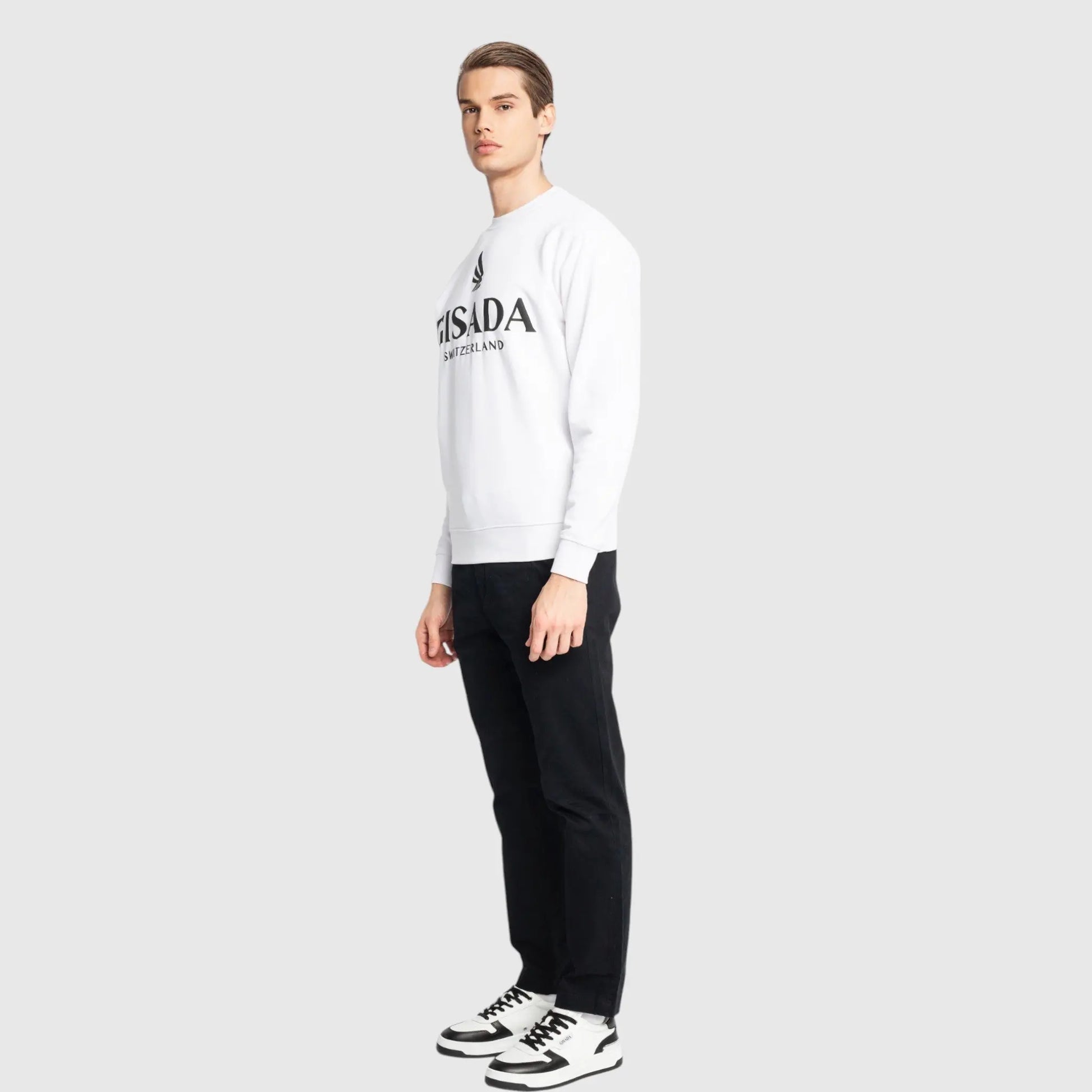Regular Fit Sweatshirt in Midweight Cotton with Logo Puff Print Gisada Sweatshirt