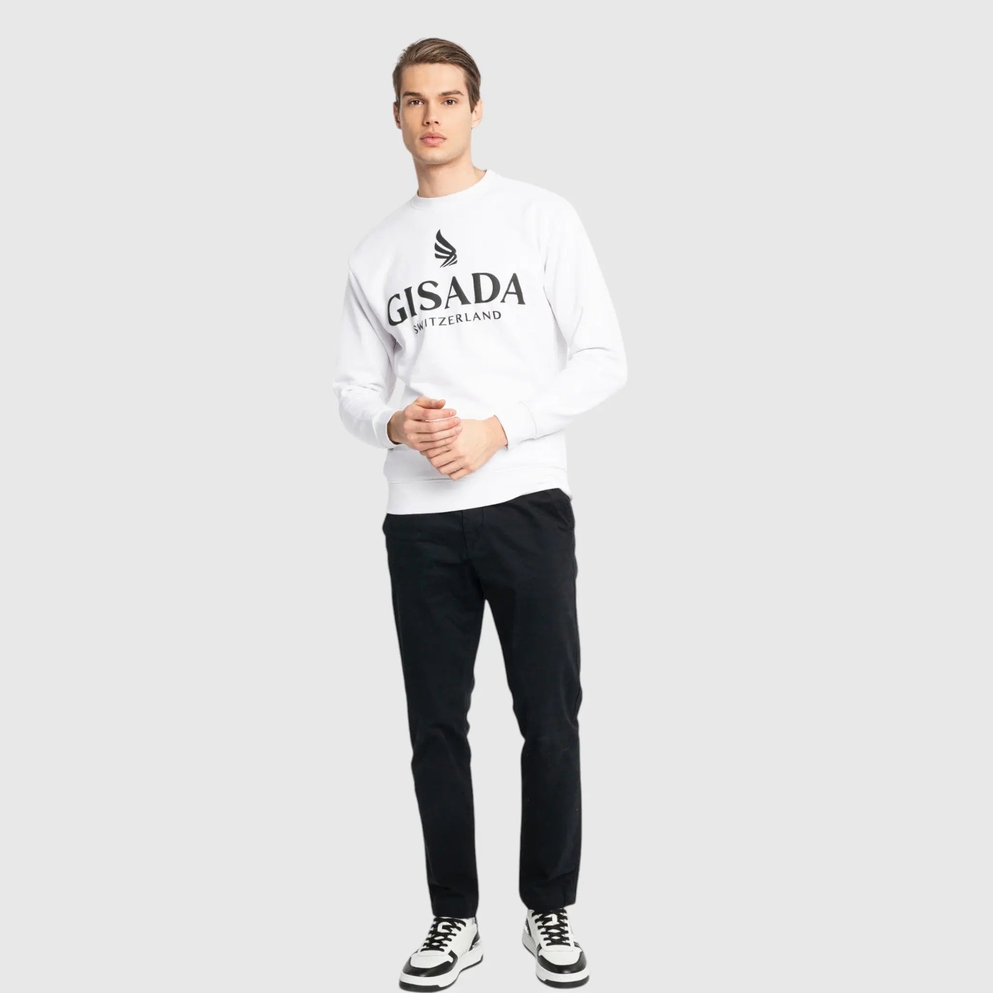 Regular Fit Sweatshirt in Midweight Cotton with Logo Puff Print Gisada Sweatshirt