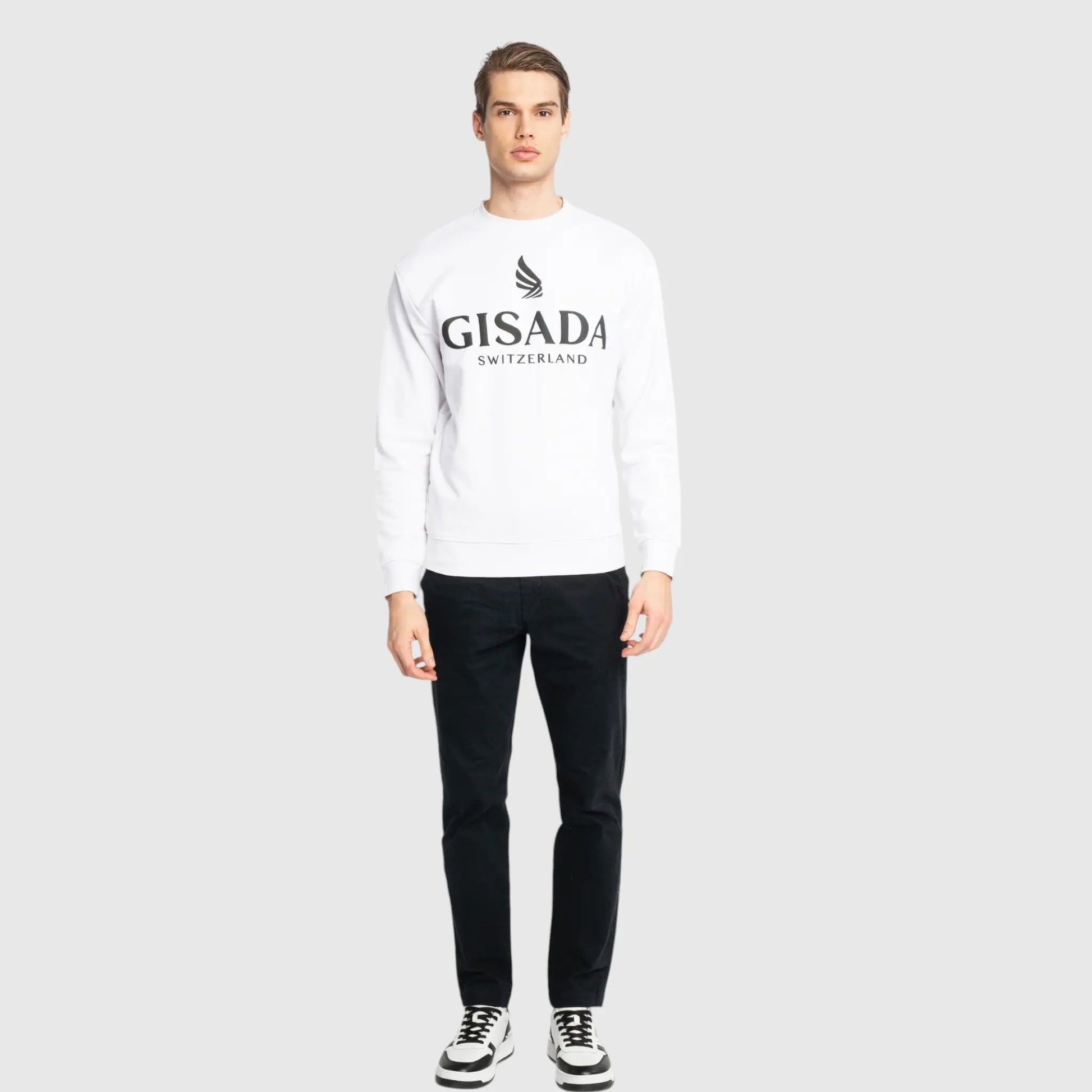Regular Fit Sweatshirt in Midweight Cotton with Logo Puff Print Gisada Sweatshirt