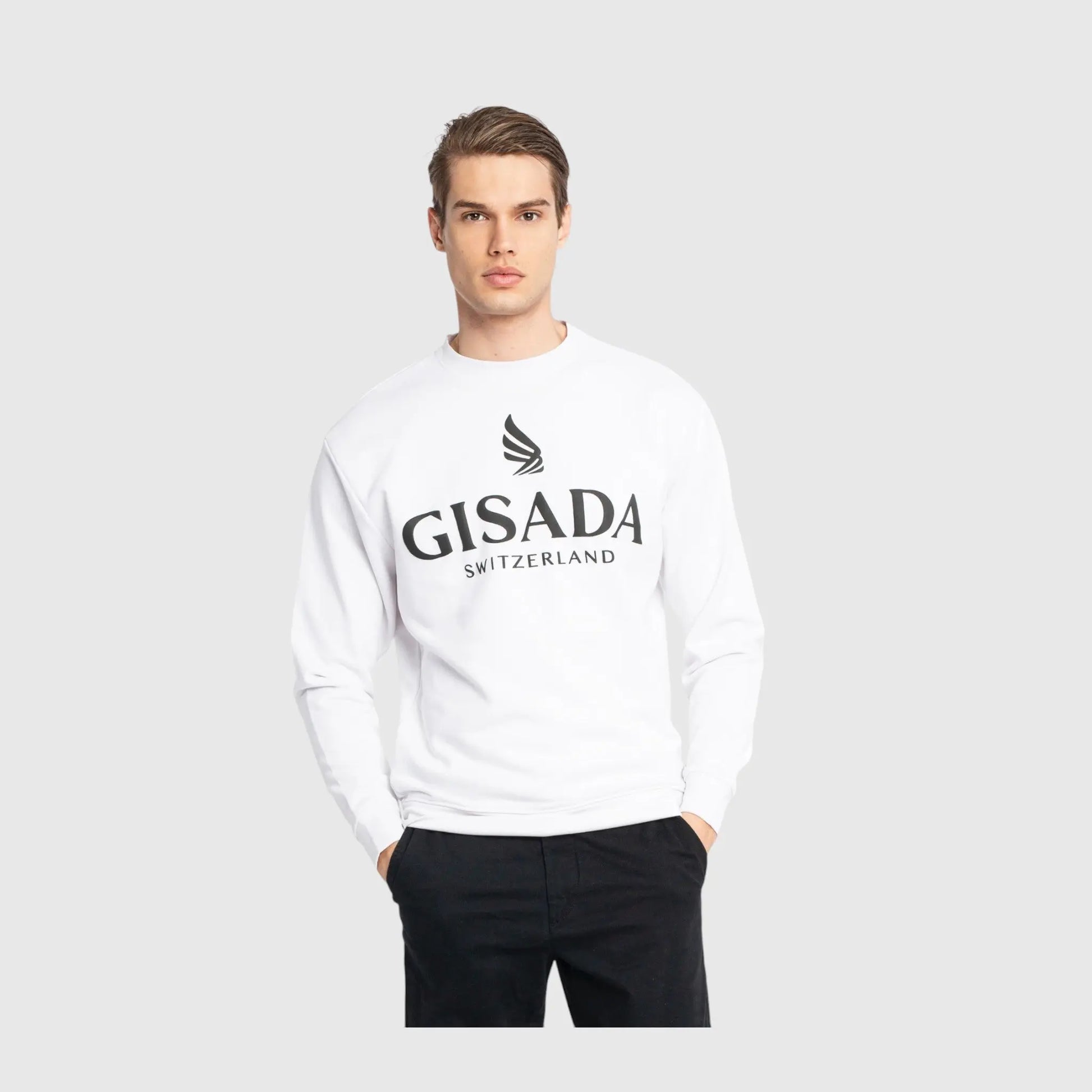 Regular Fit Sweatshirt in Midweight Cotton with Logo Puff Print Gisada Sweatshirt