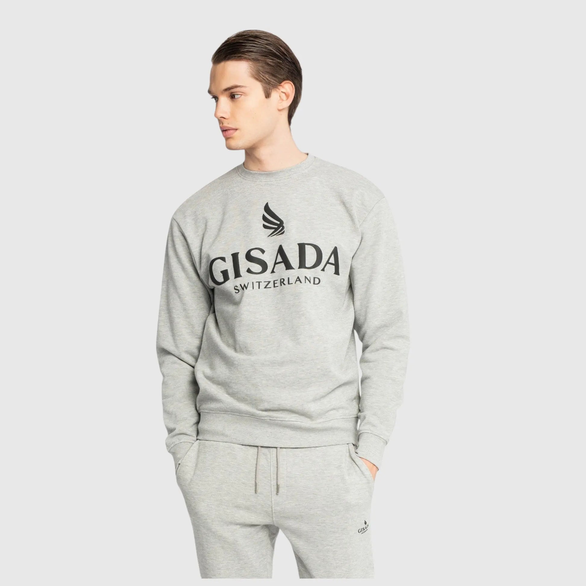 Regular Fit Sweatshirt in Midweight Cotton with Logo Puff Print Gisada Sweatshirt