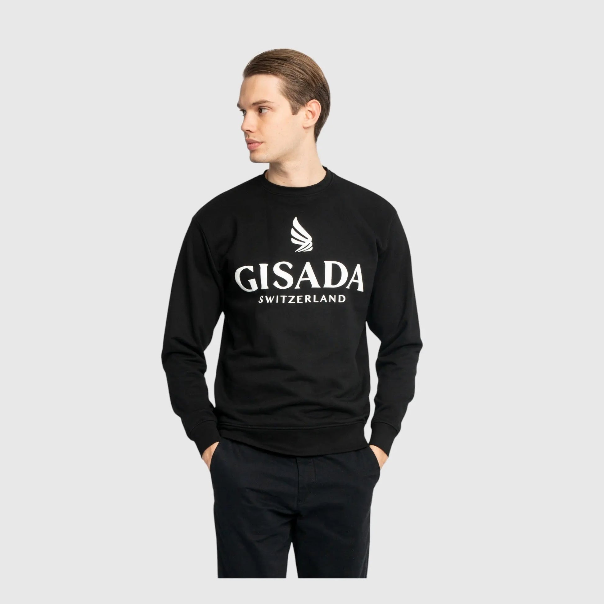 Regular Fit Sweatshirt in Midweight Cotton with Logo Puff Print Gisada Sweatshirt