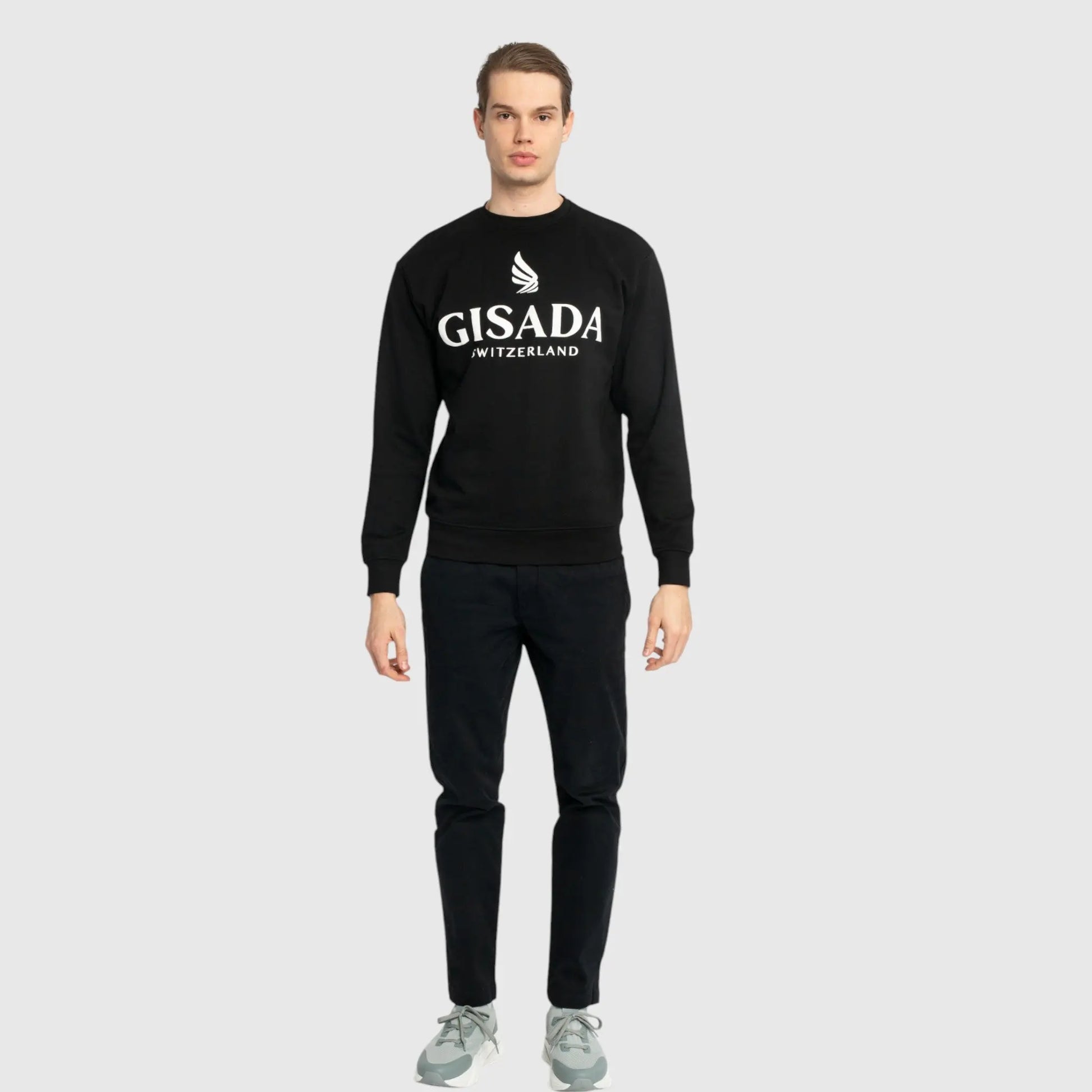 Regular Fit Sweatshirt in Midweight Cotton with Logo Puff Print Gisada Sweatshirt