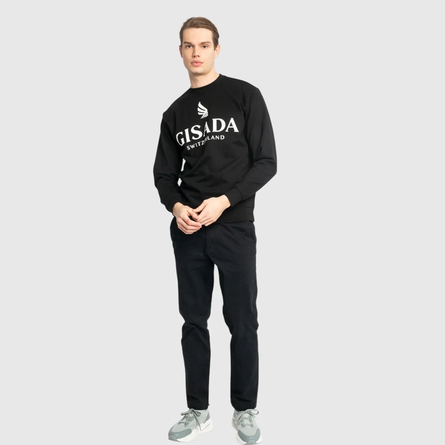 Regular Fit Sweatshirt in Midweight Cotton with Logo Puff Print Gisada Sweatshirt