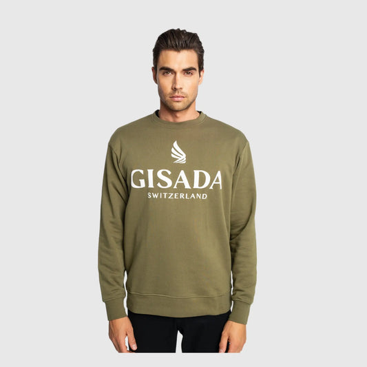 Regular Fit Sweatshirt in Midweight Cotton with Logo Puff Print Gisada Sweatshirt