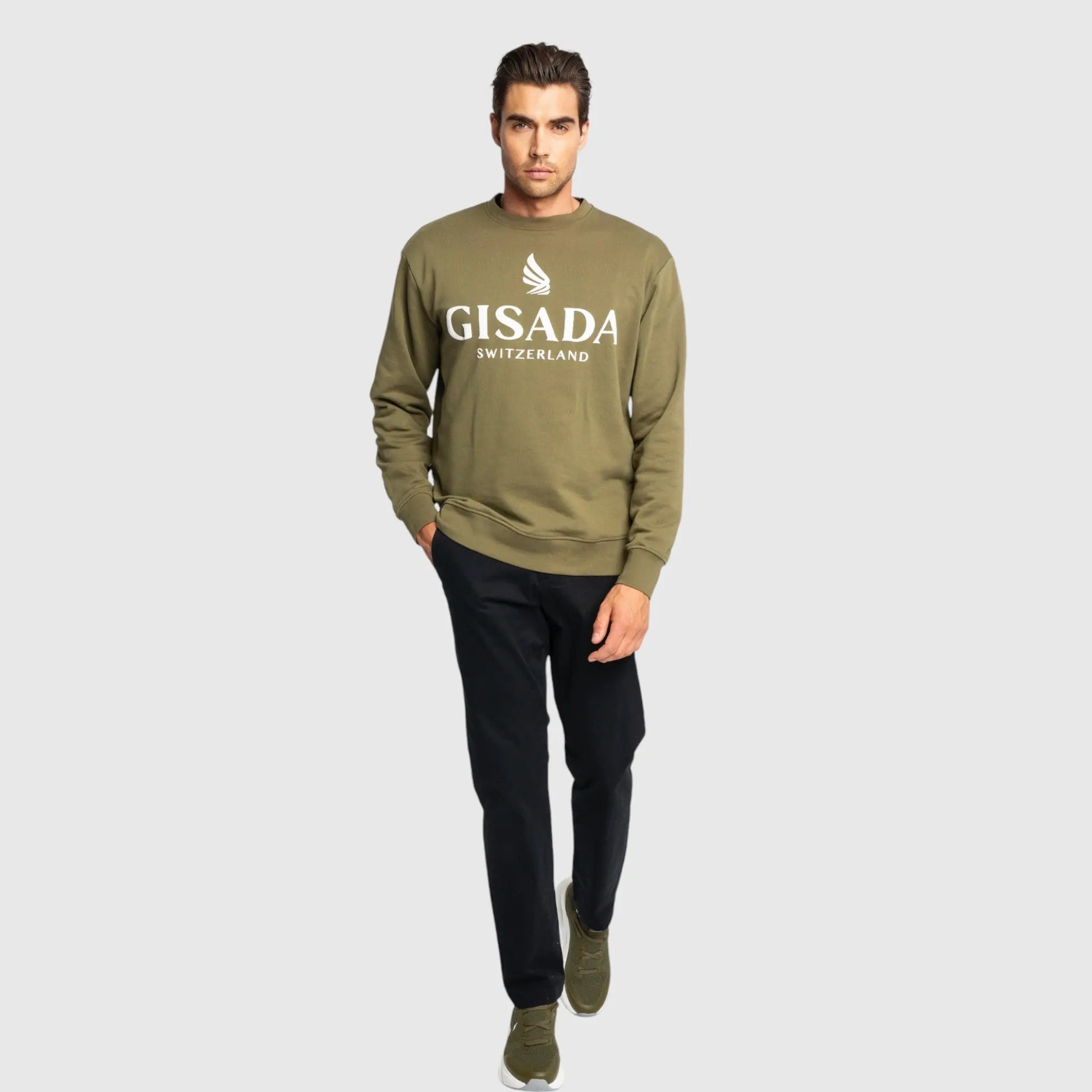 Regular Fit Sweatshirt in Midweight Cotton with Logo Puff Print Gisada Sweatshirt