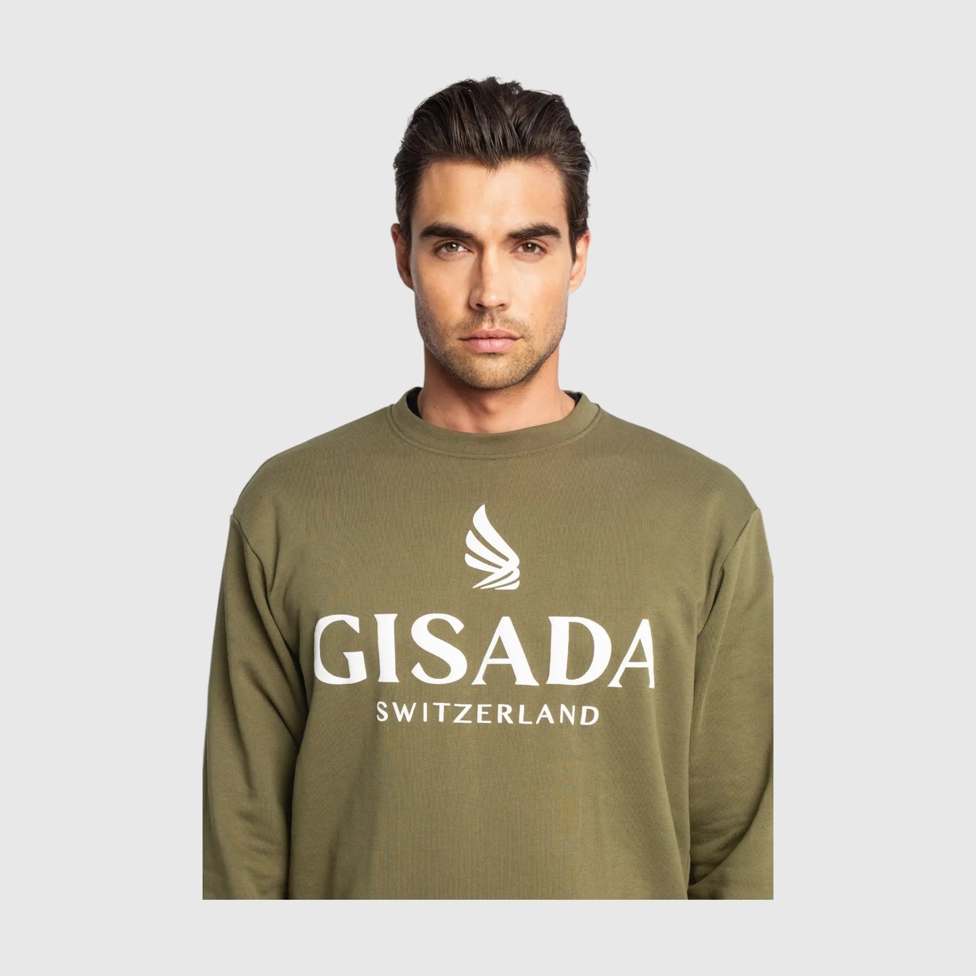 Regular Fit Sweatshirt in Midweight Cotton with Logo Puff Print Gisada Sweatshirt