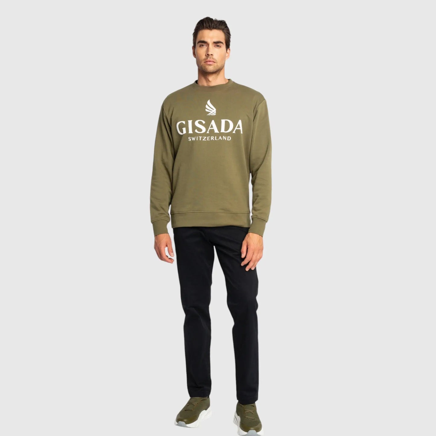 Regular Fit Sweatshirt in Midweight Cotton with Logo Puff Print Gisada Sweatshirt
