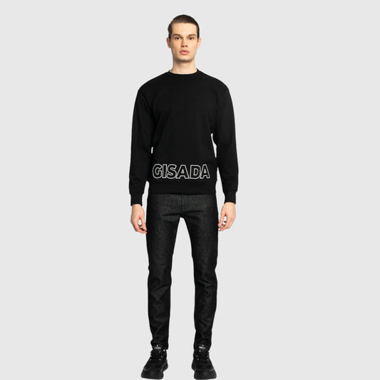 Regular Fit Sweatshirt in Midweight Cotton with Puff Print Gisada Sweatshirt