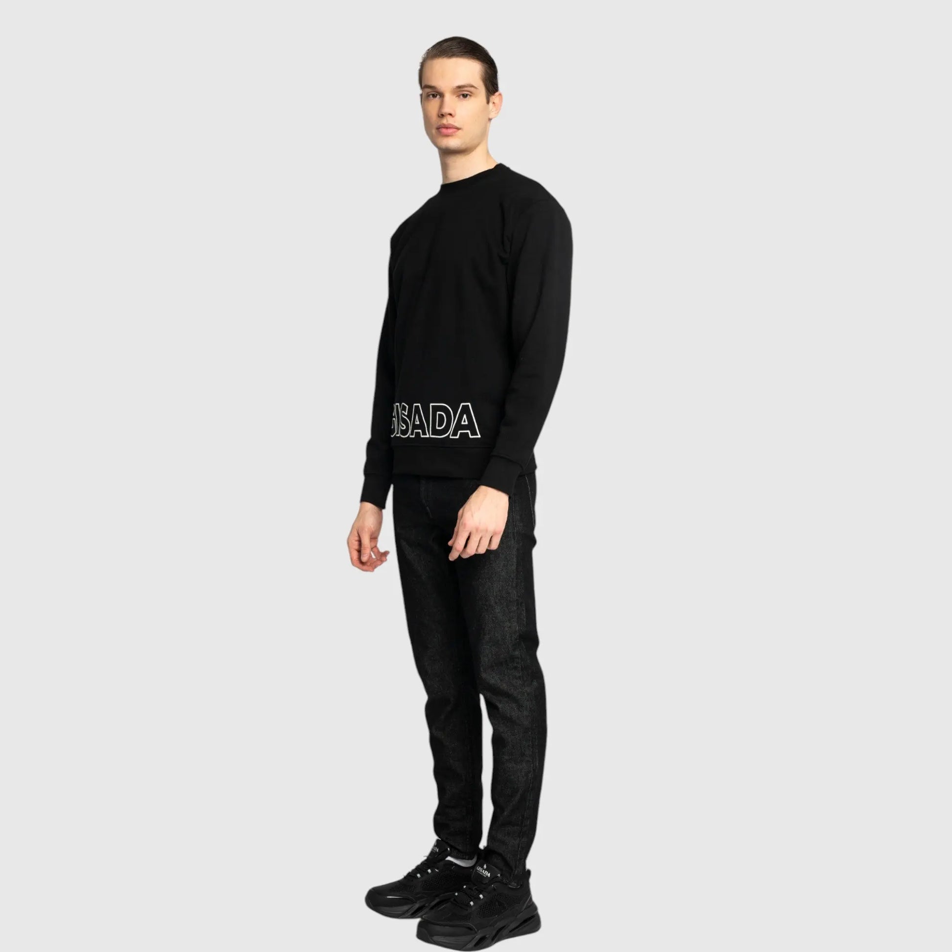 Regular Fit Sweatshirt in Midweight Cotton with Puff Print Gisada Sweatshirt