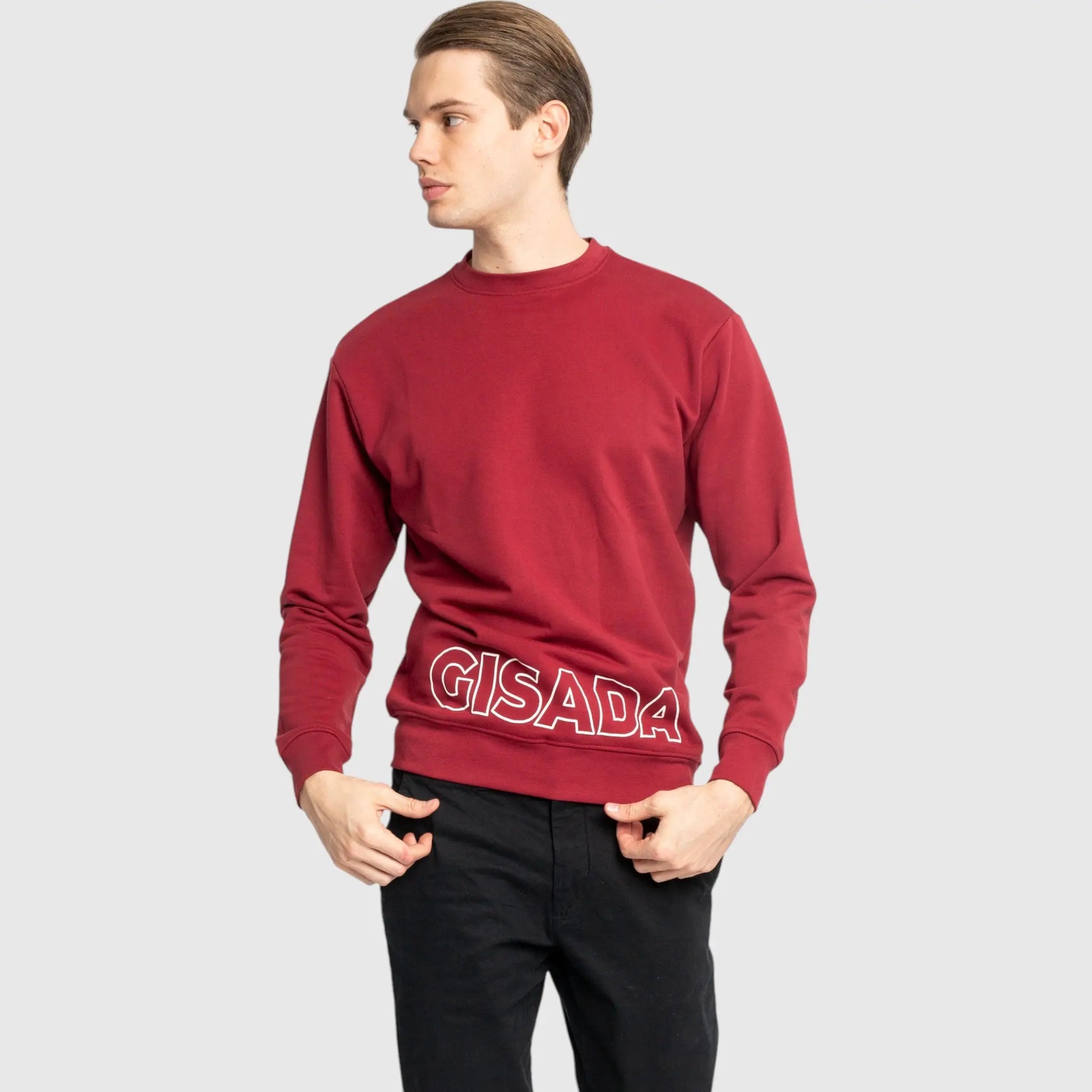 Regular Fit Sweatshirt in Midweight Cotton with Puff Print Gisada Sweatshirt