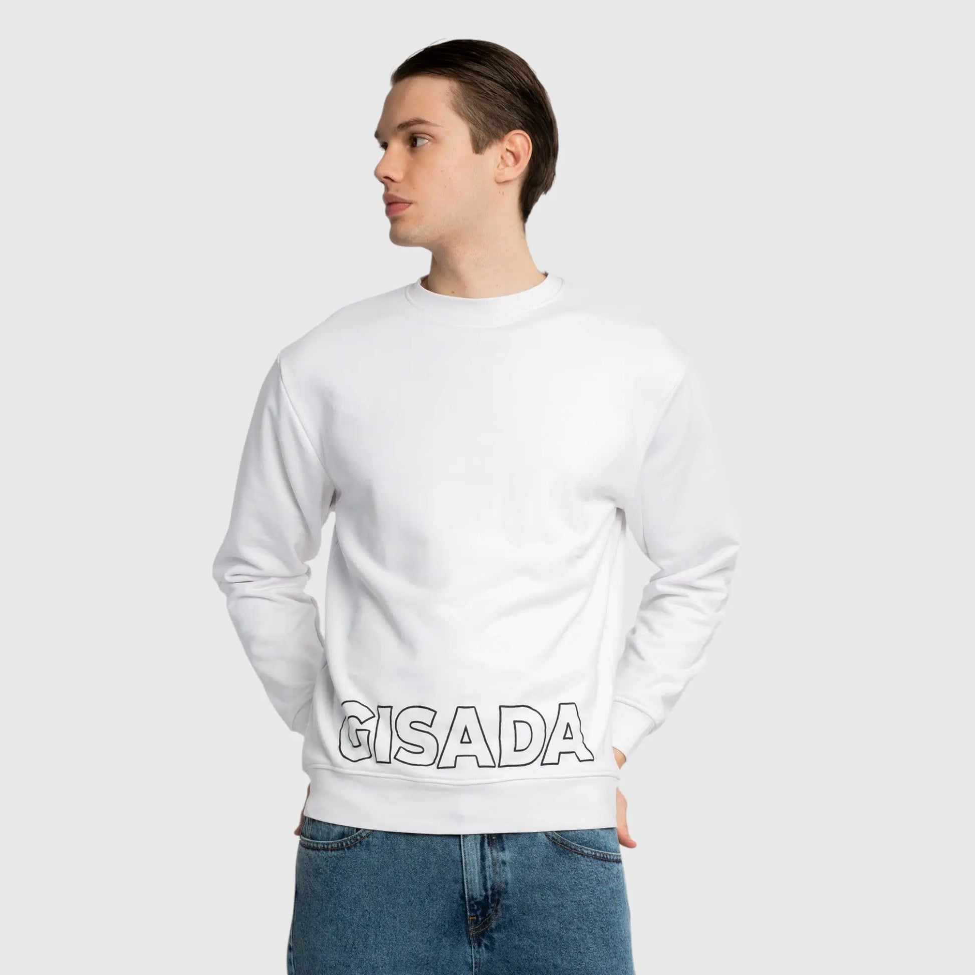 Regular Fit Sweatshirt in Midweight Cotton with Puff Print Gisada Sweatshirt