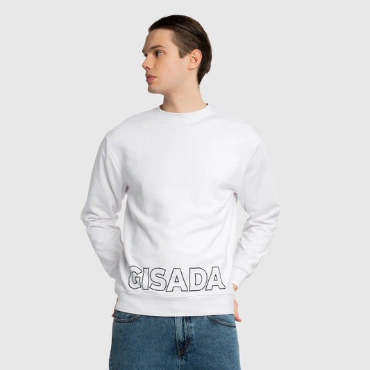 Regular Fit Sweatshirt in Midweight Cotton with Puff Print Gisada Sweatshirt