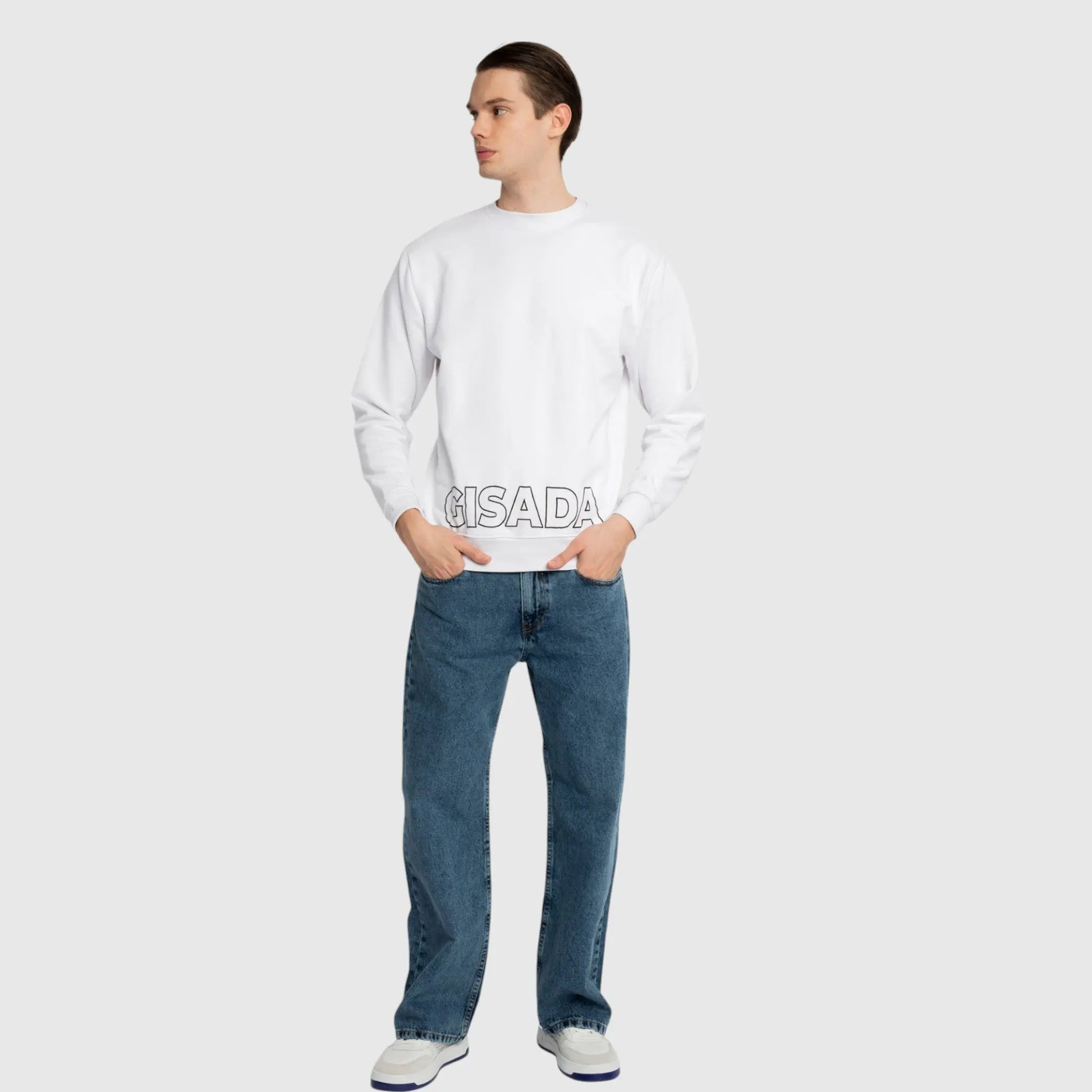 Regular Fit Sweatshirt in Midweight Cotton with Puff Print Gisada Sweatshirt