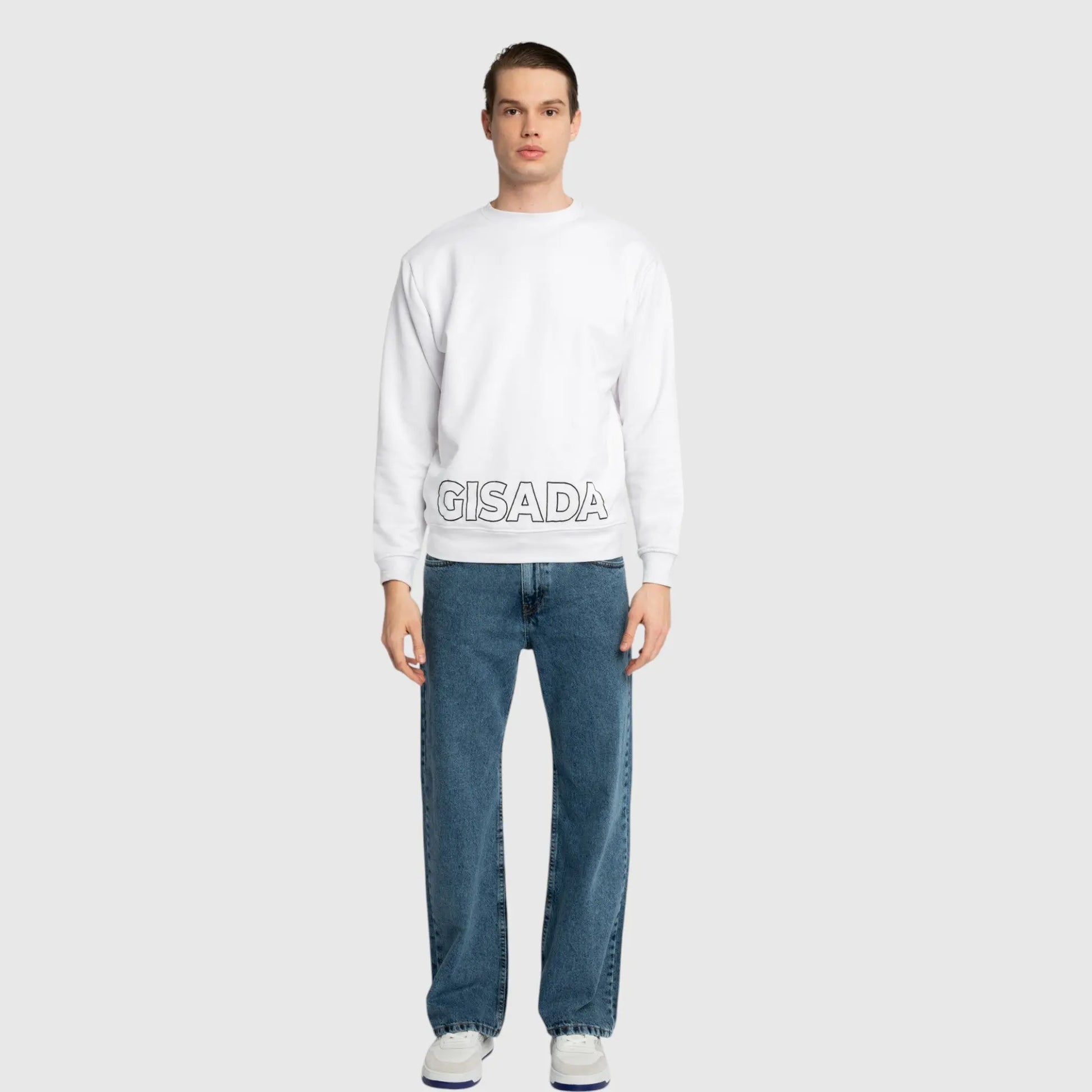 Regular Fit Sweatshirt in Midweight Cotton with Puff Print Gisada Sweatshirt