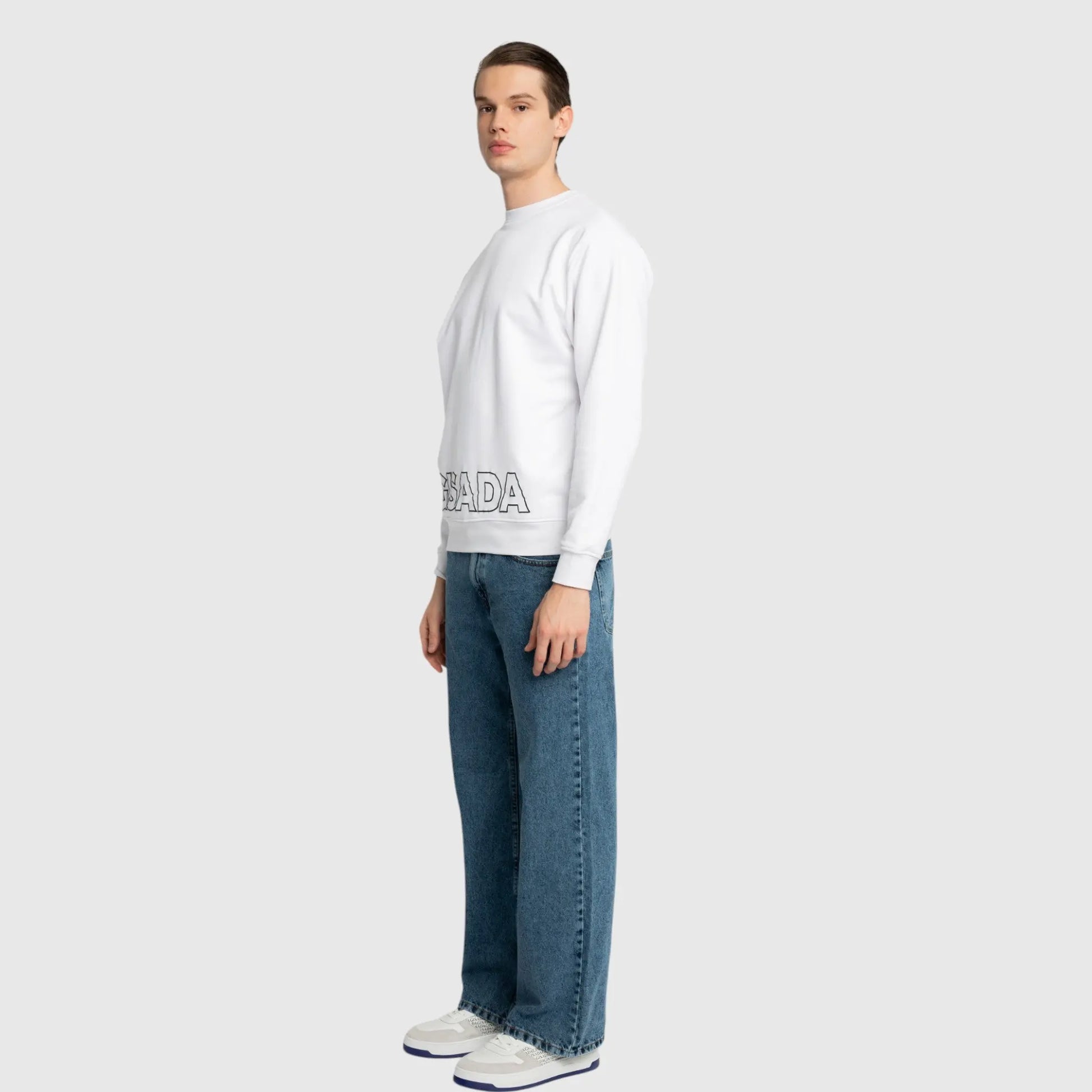 Regular Fit Sweatshirt in Midweight Cotton with Puff Print Gisada Sweatshirt