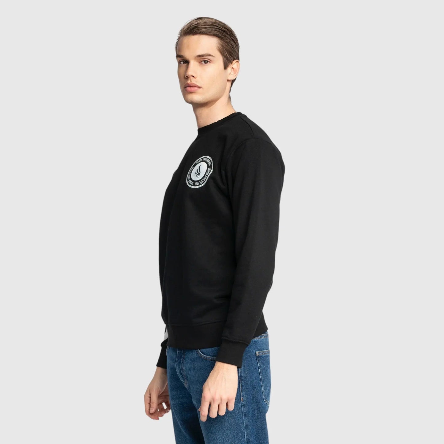 Regular Fit Sweatshirt in Midweight Cotton with Silicon Print Gisada Sweatshirt