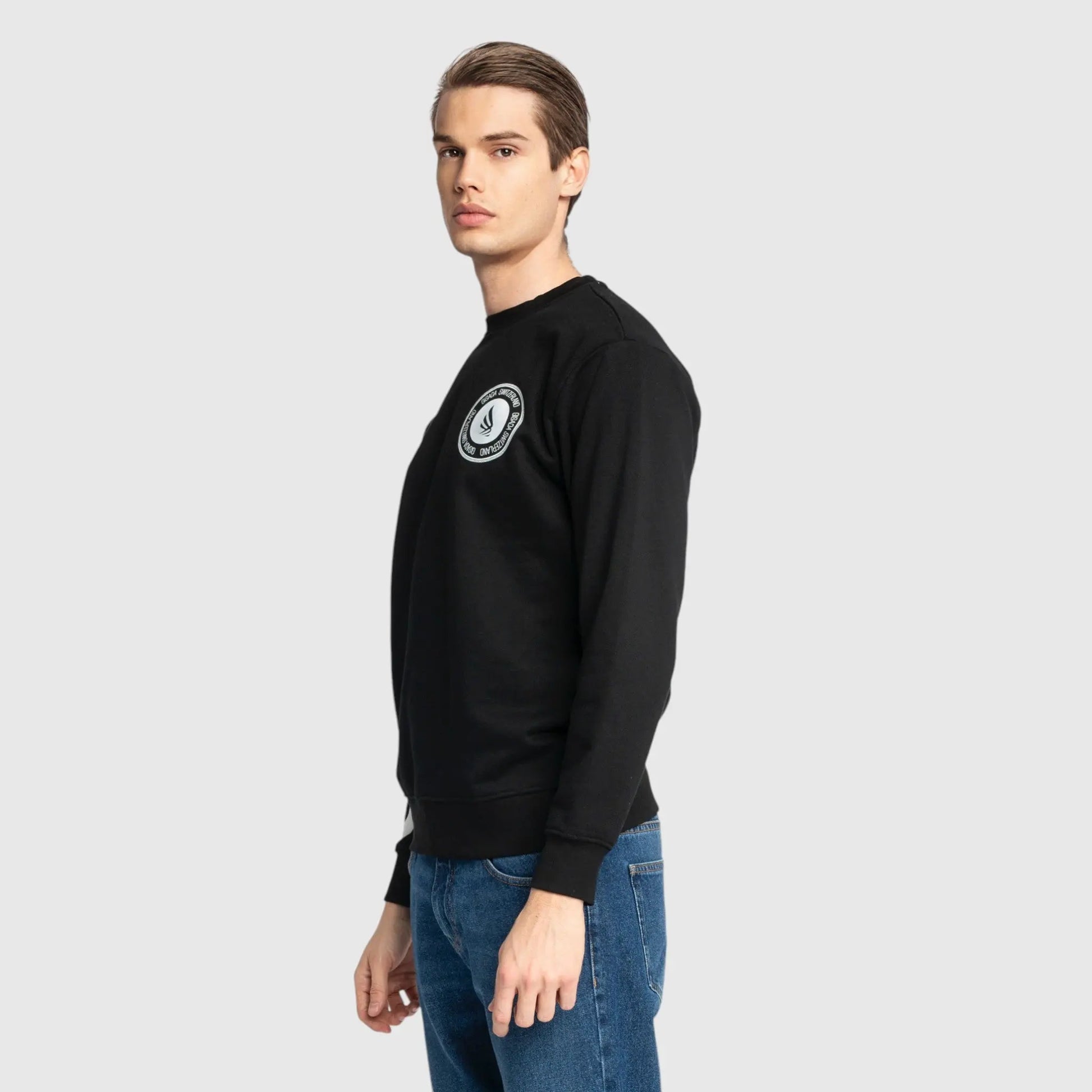 Regular Fit Sweatshirt in Midweight Cotton with Silicon Print Gisada Sweatshirt