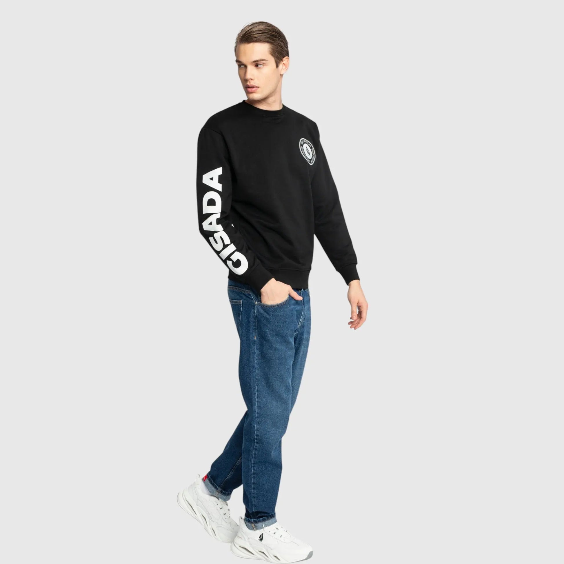Regular Fit Sweatshirt in Midweight Cotton with Silicon Print Gisada Sweatshirt