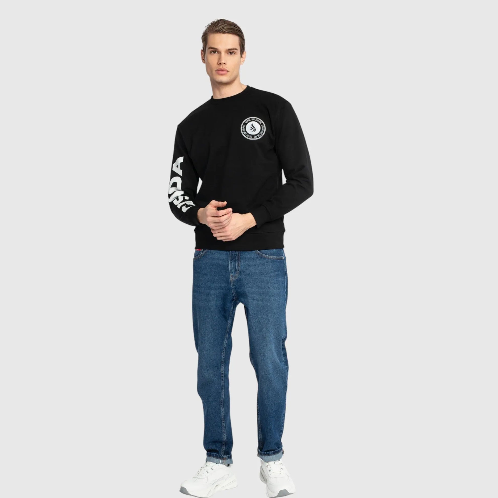Regular Fit Sweatshirt in Midweight Cotton with Silicon Print Gisada Sweatshirt