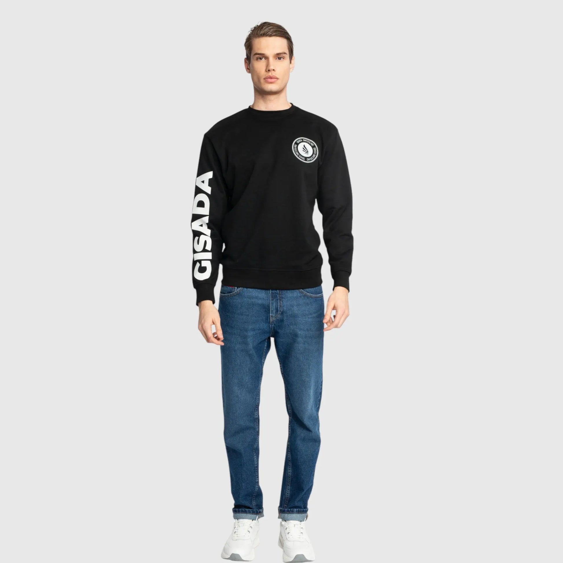 Regular Fit Sweatshirt in Midweight Cotton with Silicon Print Gisada Sweatshirt