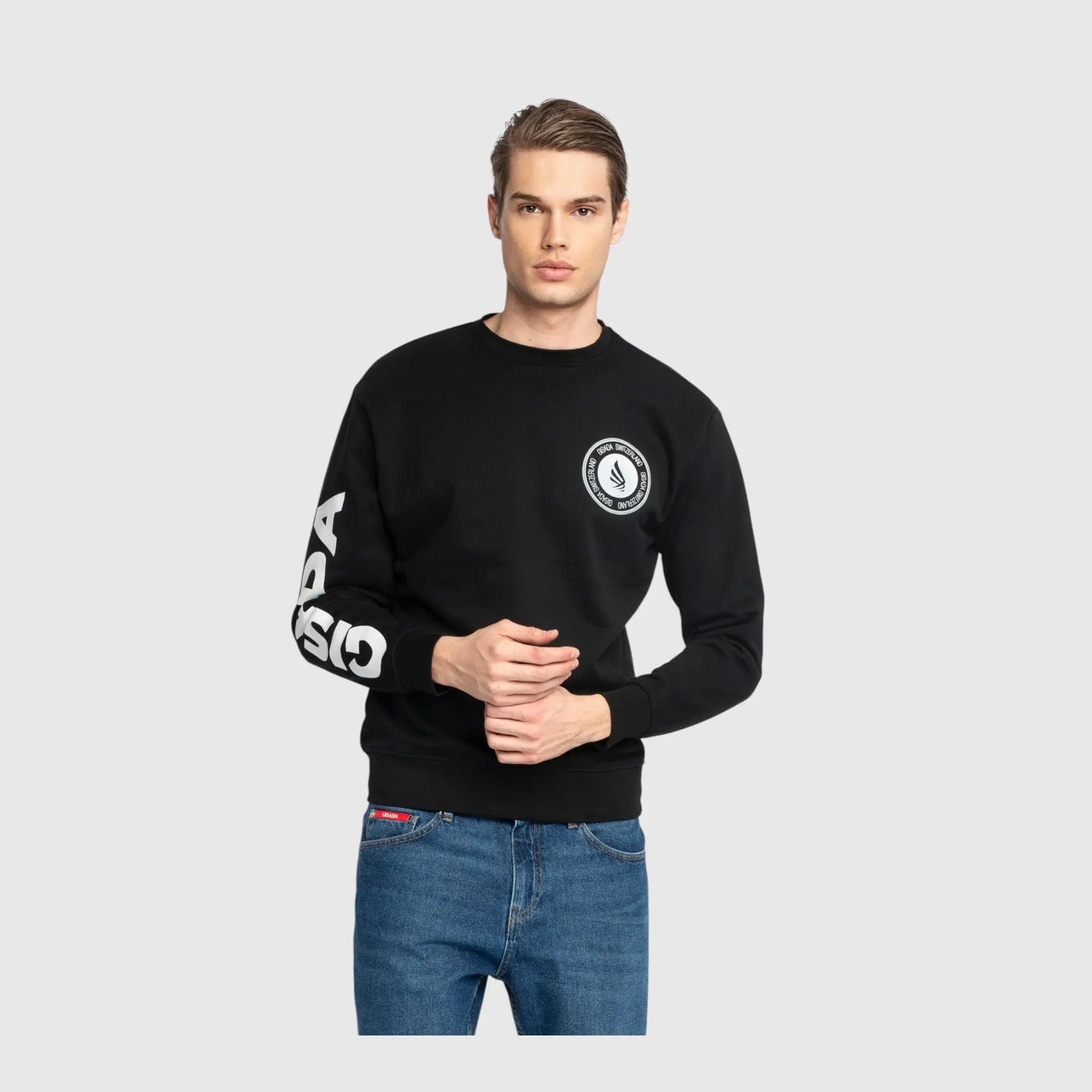 Regular Fit Sweatshirt in Midweight Cotton with Silicon Print Gisada Sweatshirt