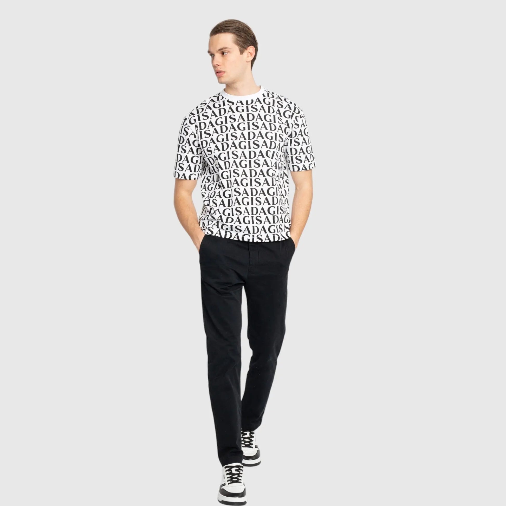 Regular Fit T-Shirt in Jersey Cotton Allover Print - Gisada.com