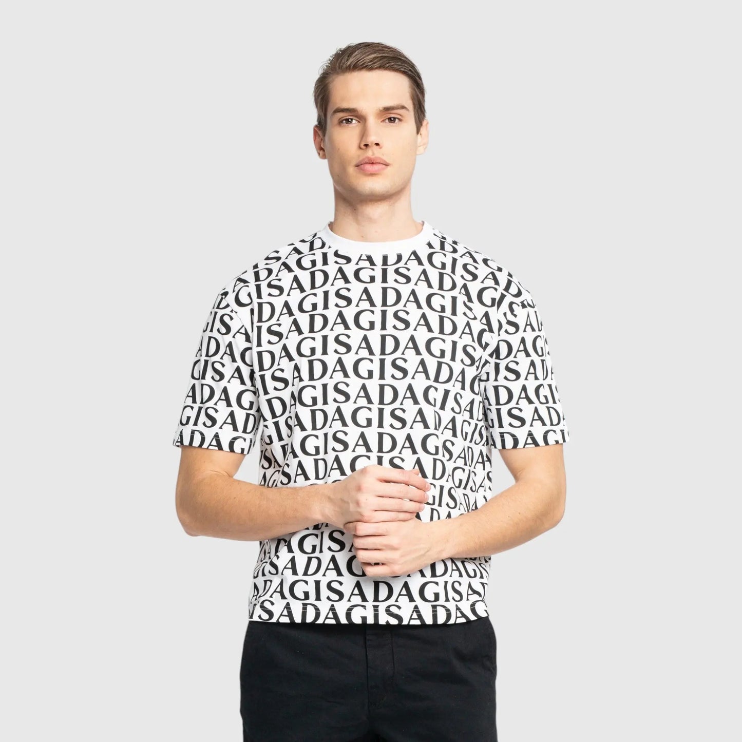 Regular Fit T-Shirt in Jersey Cotton Allover Print - Gisada.com