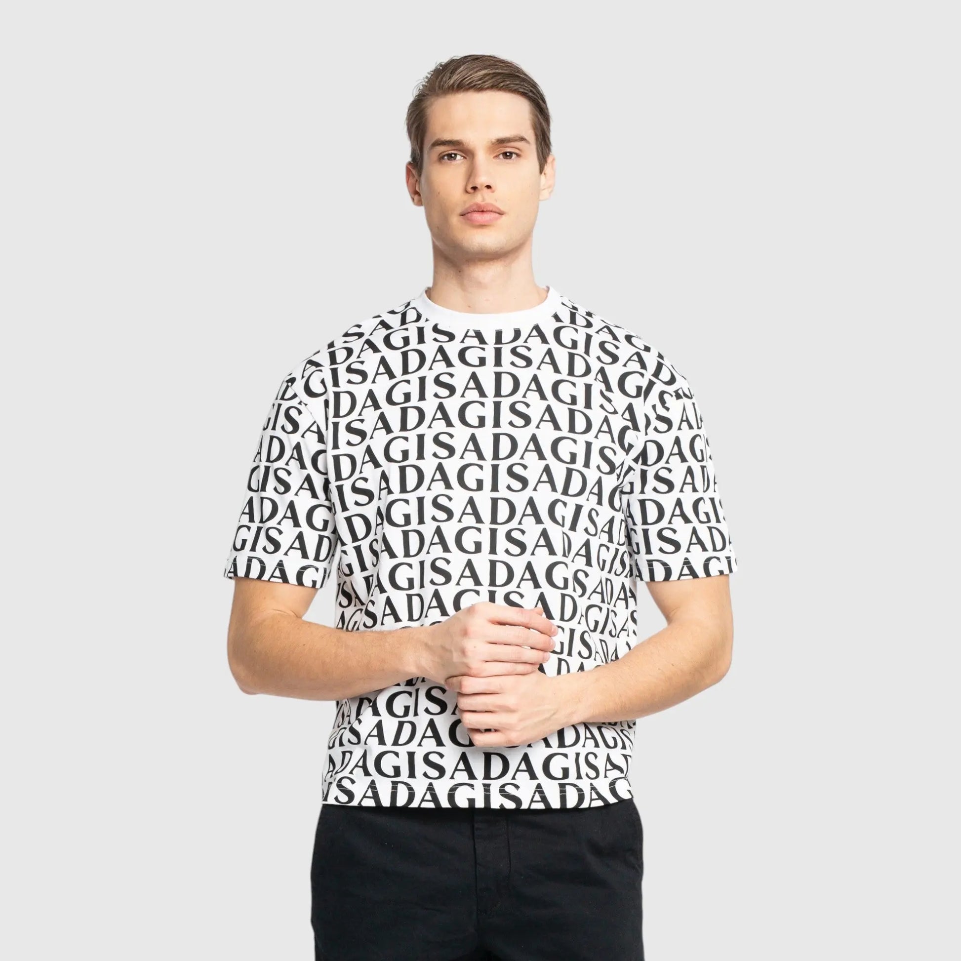 Regular Fit T-Shirt in Jersey Cotton Allover Print - Gisada.com