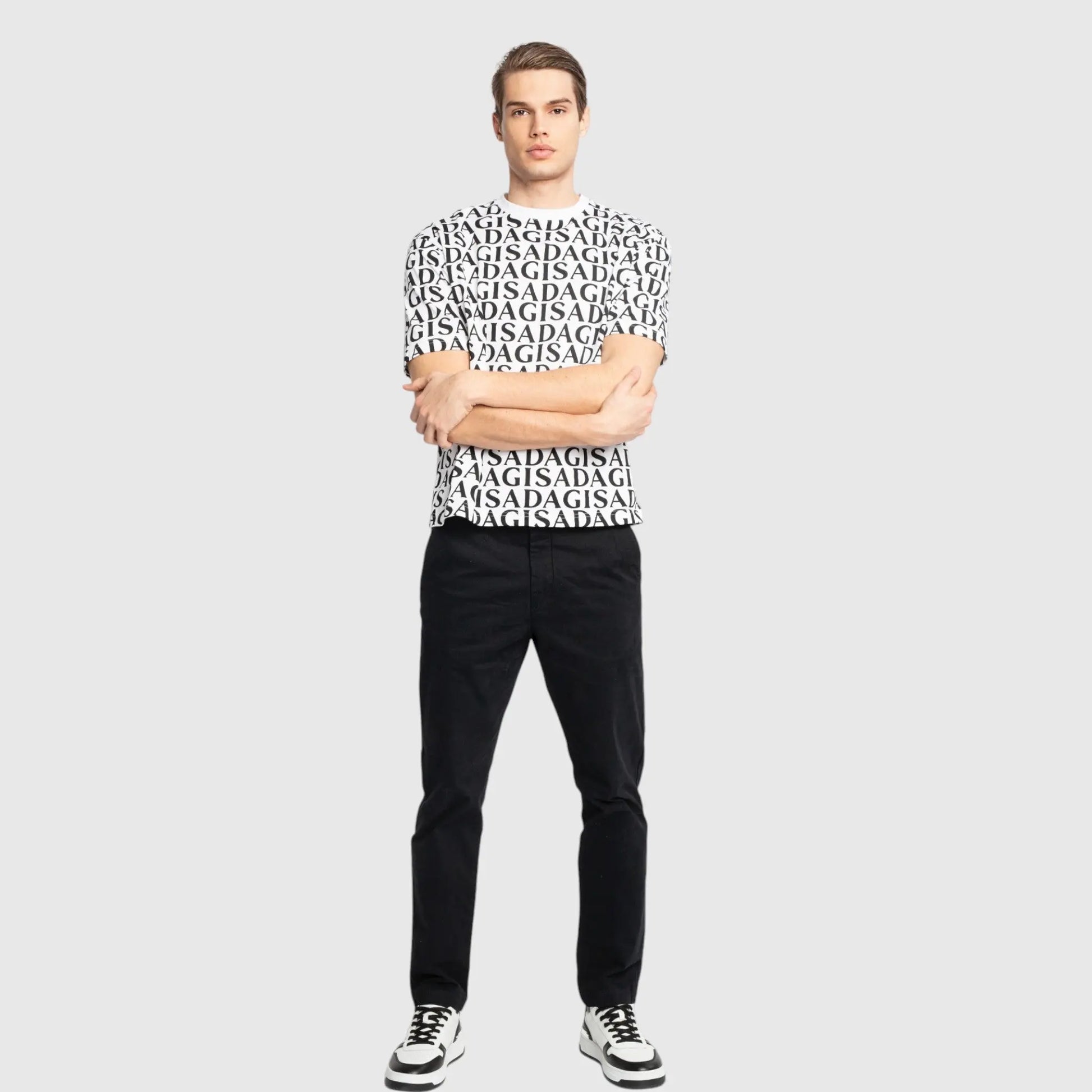 Regular Fit T-Shirt in Jersey Cotton Allover Print - Gisada.com