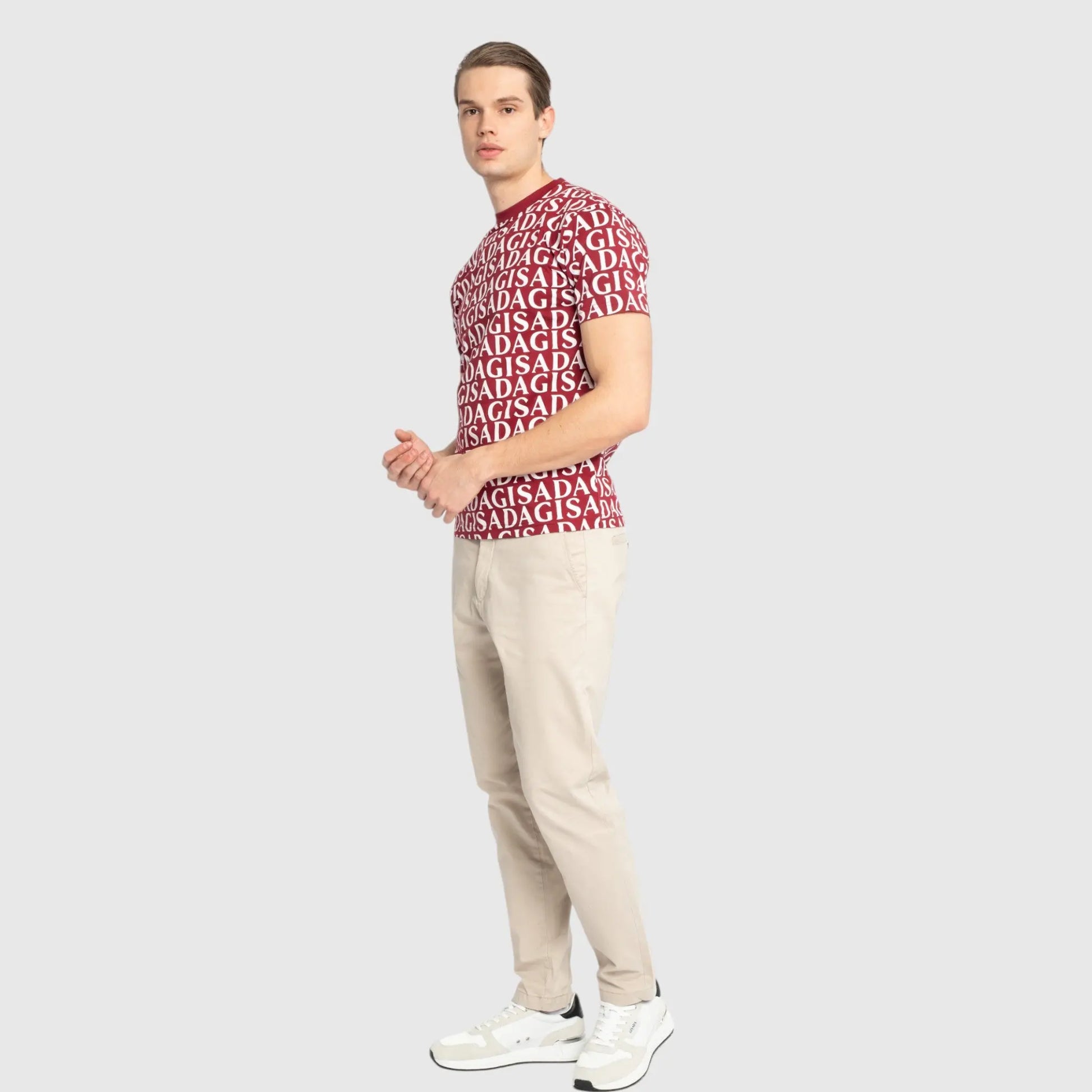 Regular Fit T-Shirt in Jersey Cotton Allover Print - Gisada.com