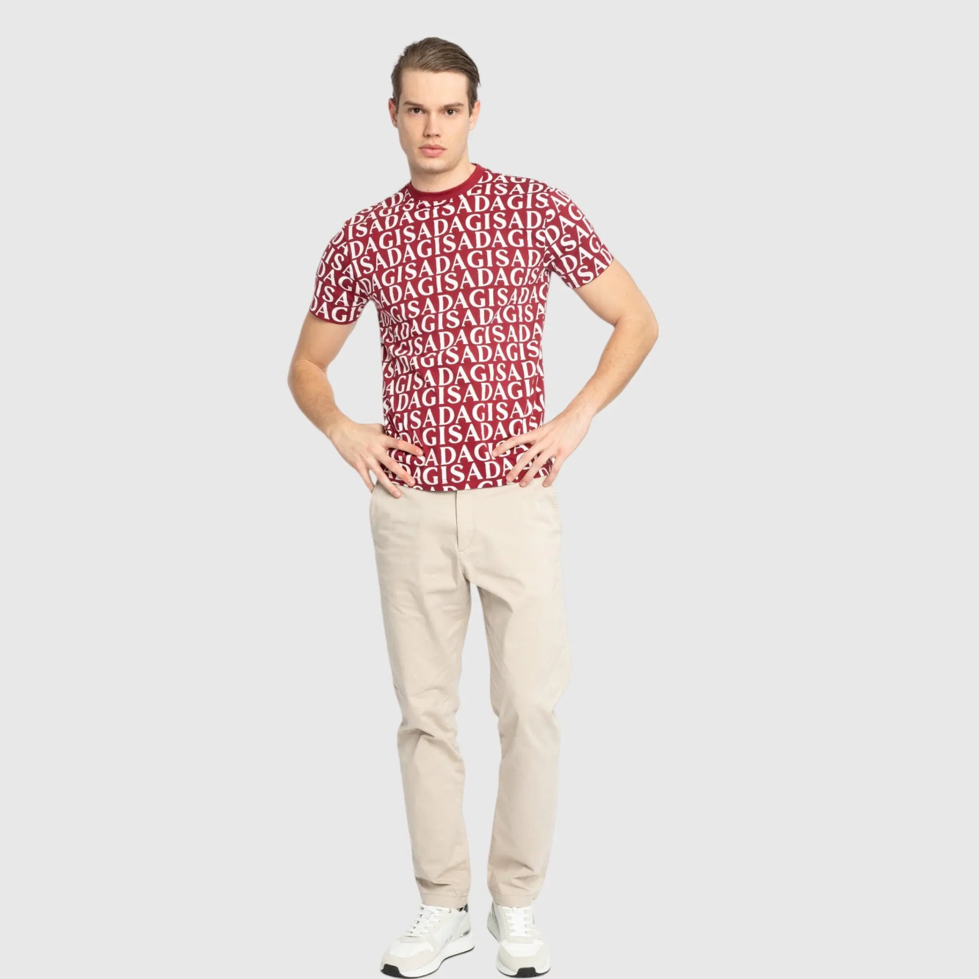 Regular Fit T-Shirt in Jersey Cotton Allover Print - Gisada.com