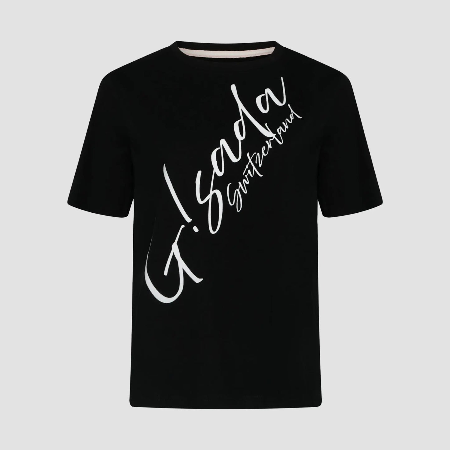 Regular Fit T-Shirt in Jersey Cotton with Cursive Silicon Print - Gisada.com