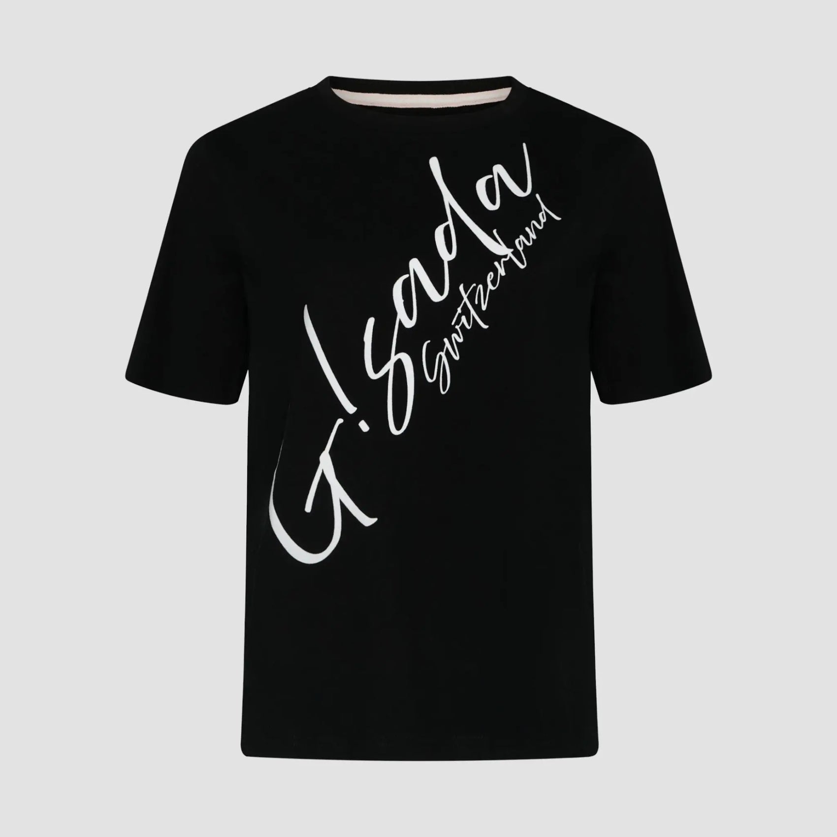 Regular Fit T-Shirt in Jersey Cotton with Cursive Silicon Print - Gisada.com