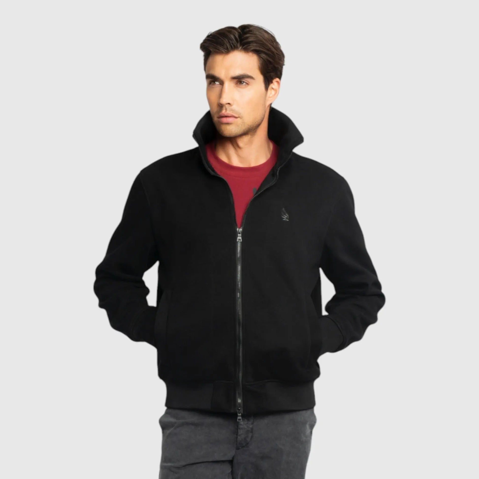 Regular Fit Windbreaker in Knit with Collar Print and Wing on Front Gisada Jacket
