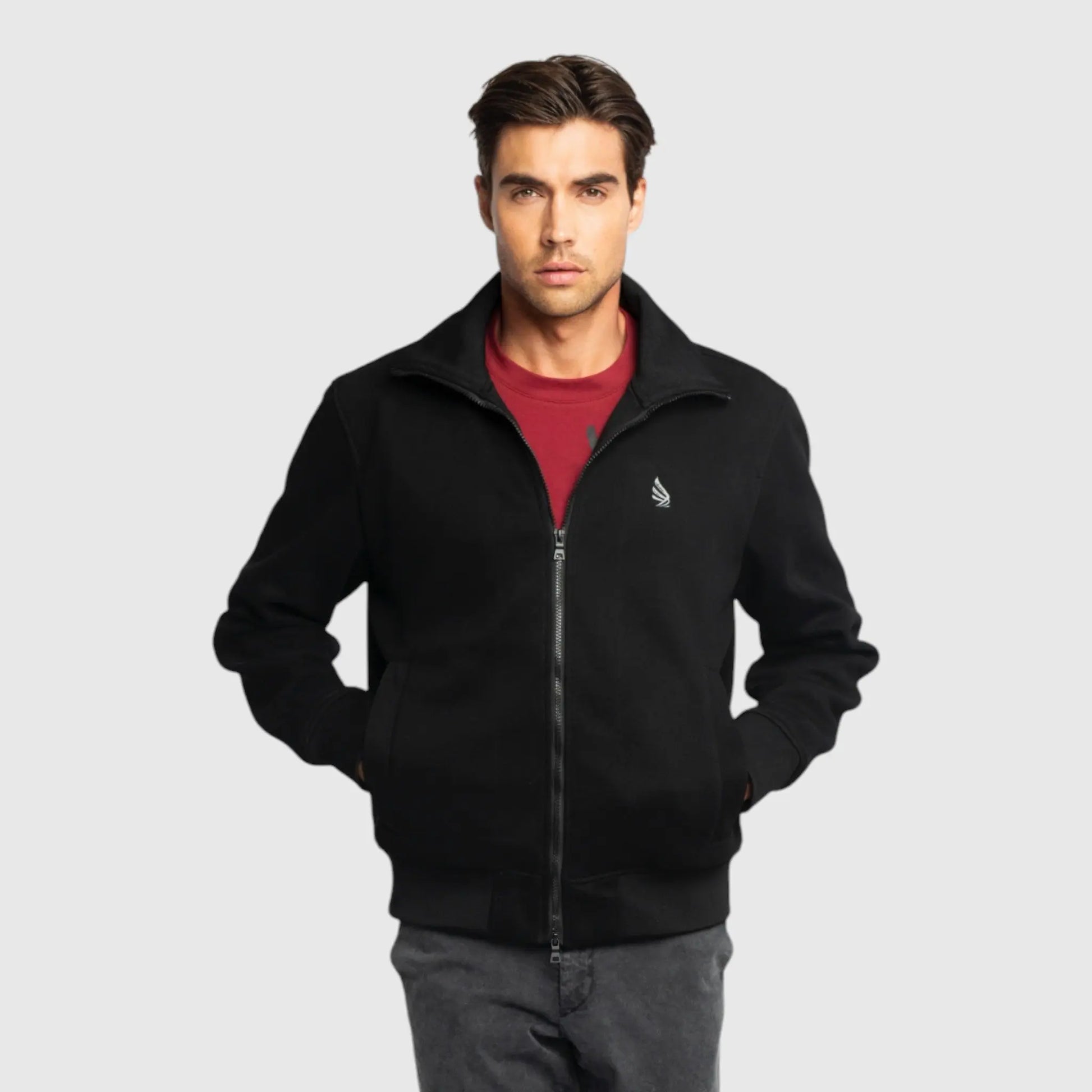 Regular Fit Windbreaker in Knit with Collar Print and Wing on Front Gisada Jacket